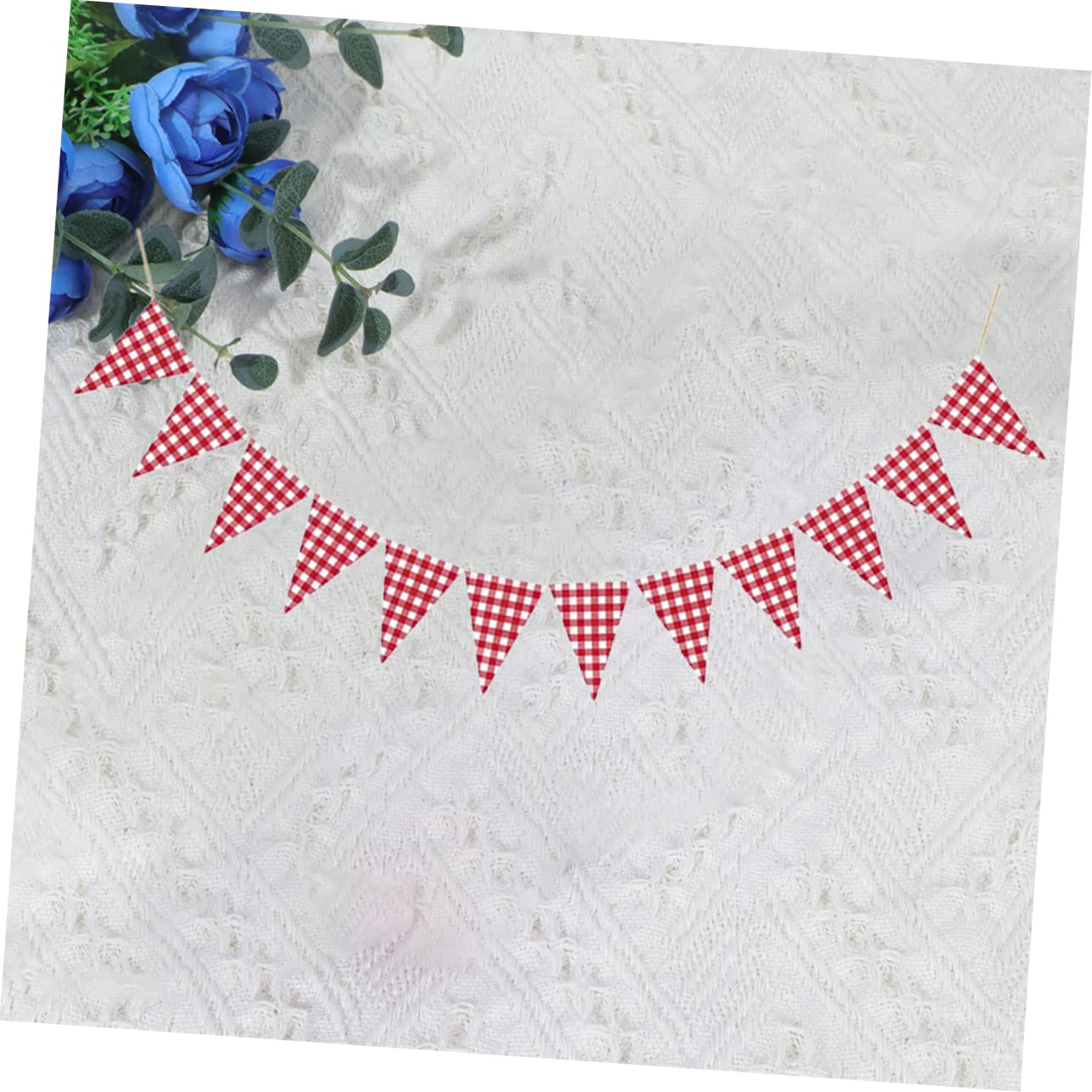 Abaodam 3 Piezas De Decoraciones para Colgar Fotos A Cuadros Decorativa Nupcial Blanca Decoración De Boda Banderín Banderines Rojos A Cuadros Guirnaldas De Fiesta Triángulo