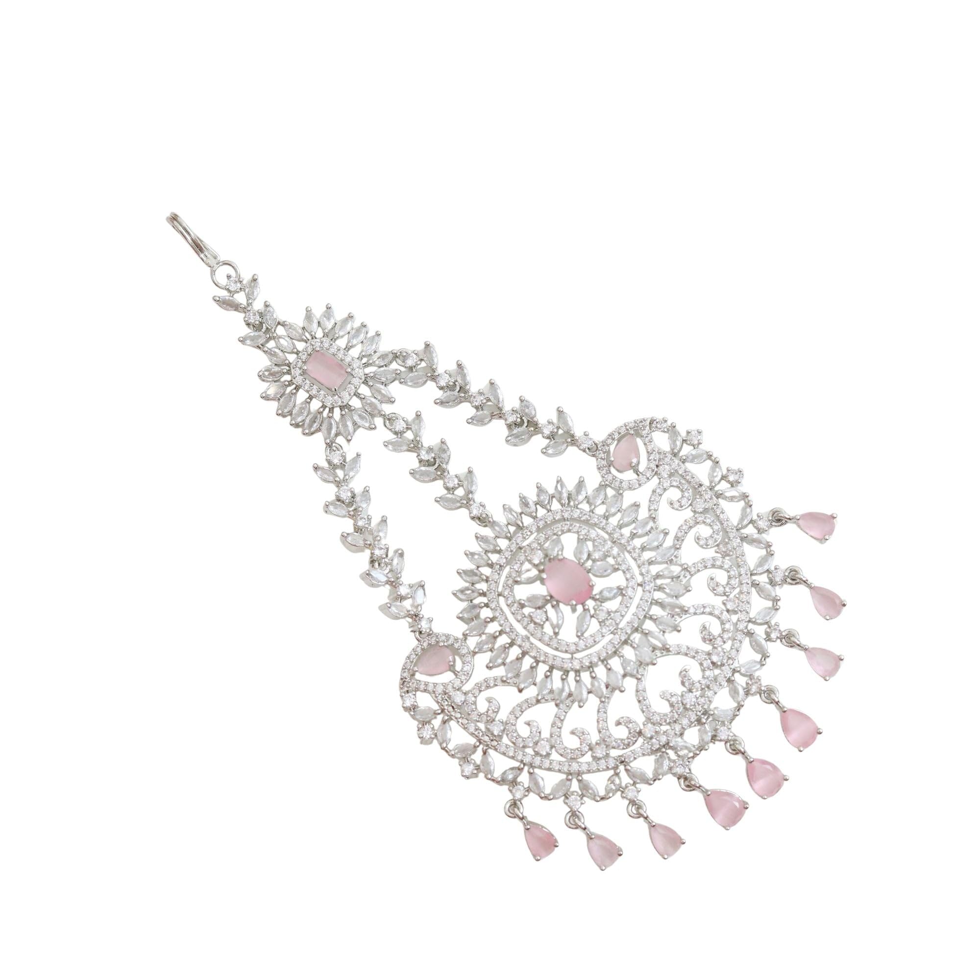 opal touch Rhodium Plated Mint Pink American Diamond Bridal Passa-picture-36