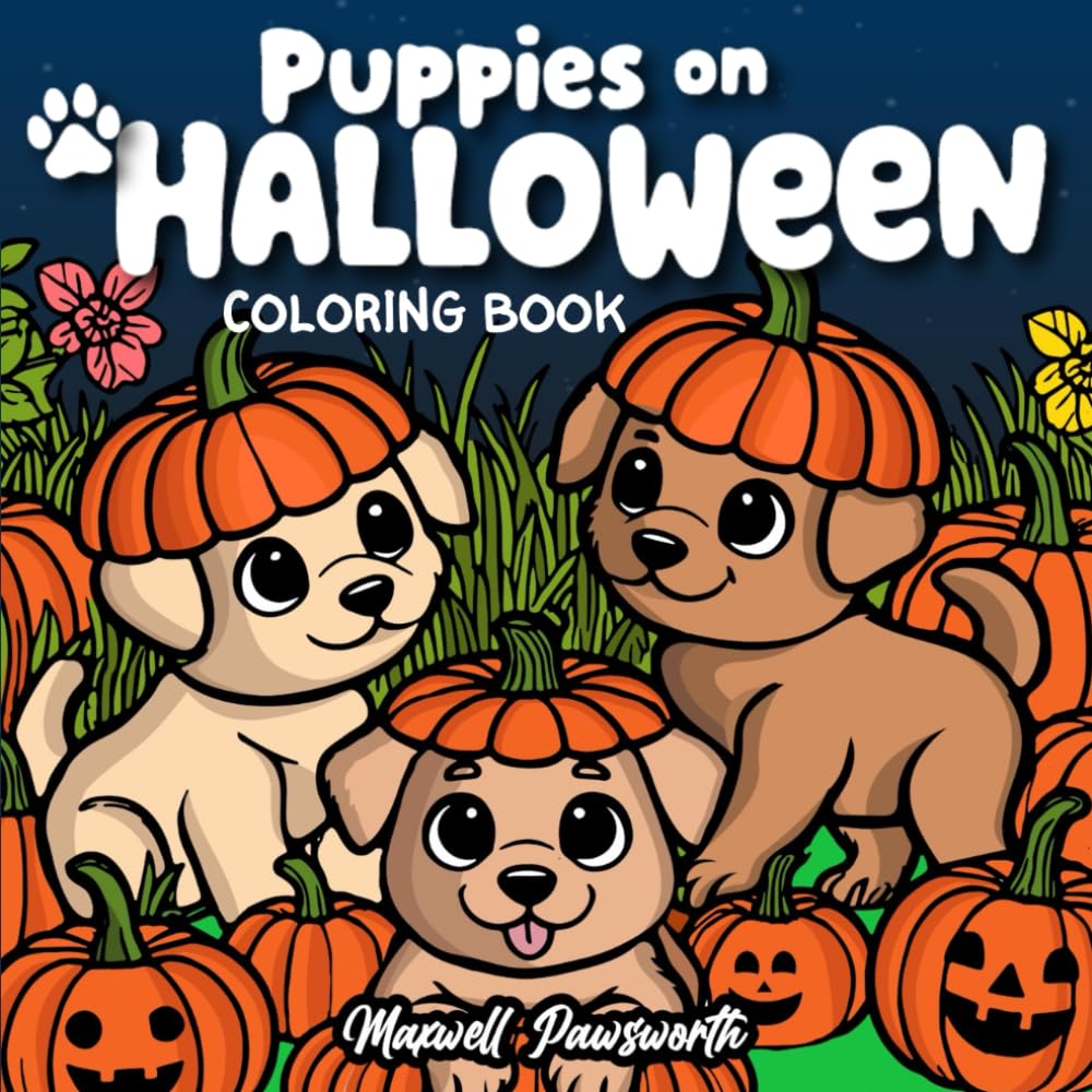Puppies On Halloween: A Cute and Comfy Halloween Coloring Book for Adults and Teens to Instantly Spark Joy, Mindfulness, and Creativity with 50 Fun ... Pages for Stress Relief (Holiday Puppies)