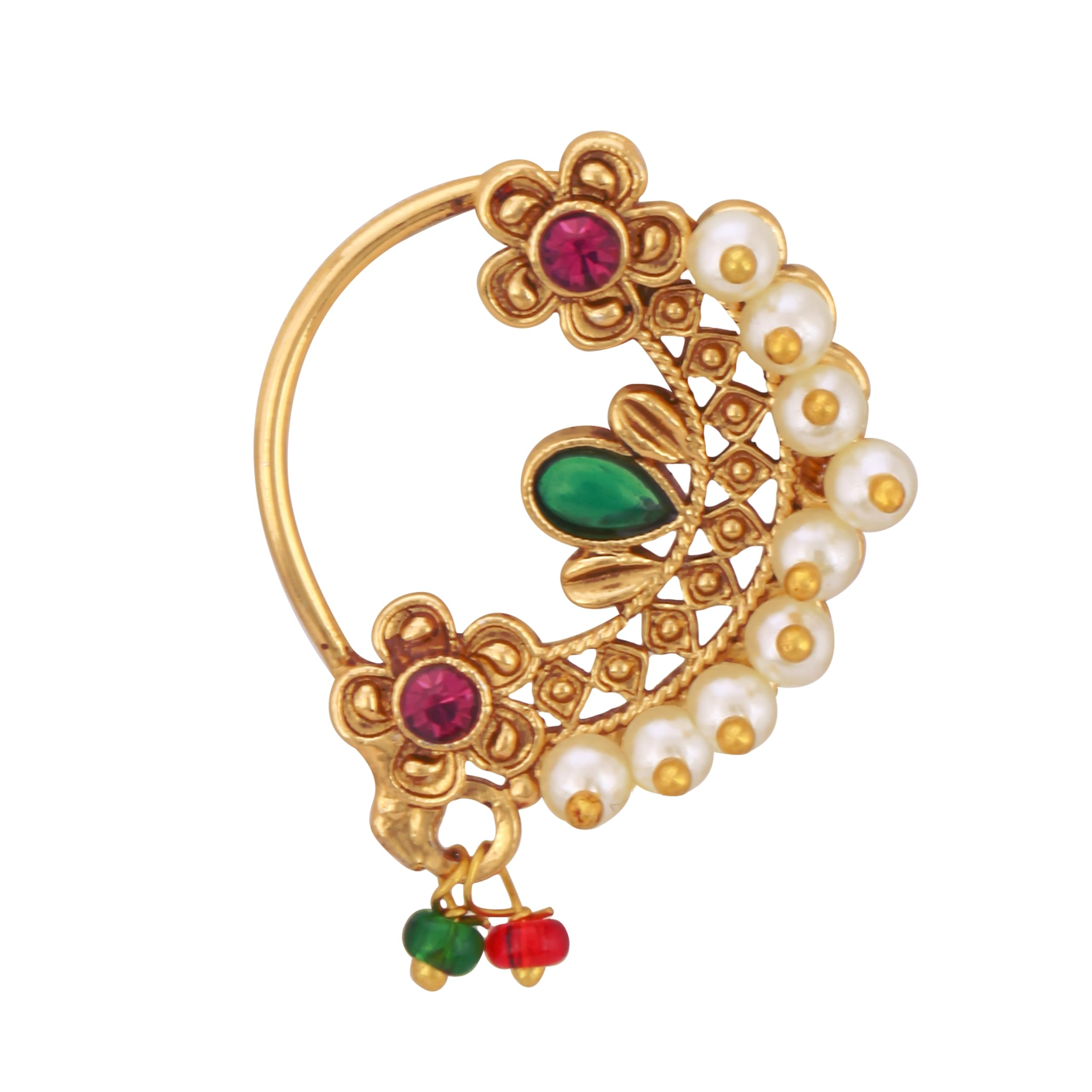 Vighnaharta Gold Plated Multi Pearls (Moti) with CZ stone Alloy Maharashtrian Cultural Nath Nathiya./ Nose Pin for women[VFJ1262NTH-PRESS-MULTI] (B0CKFD9VL2) Amazon Price History, Amazon Price Tracker