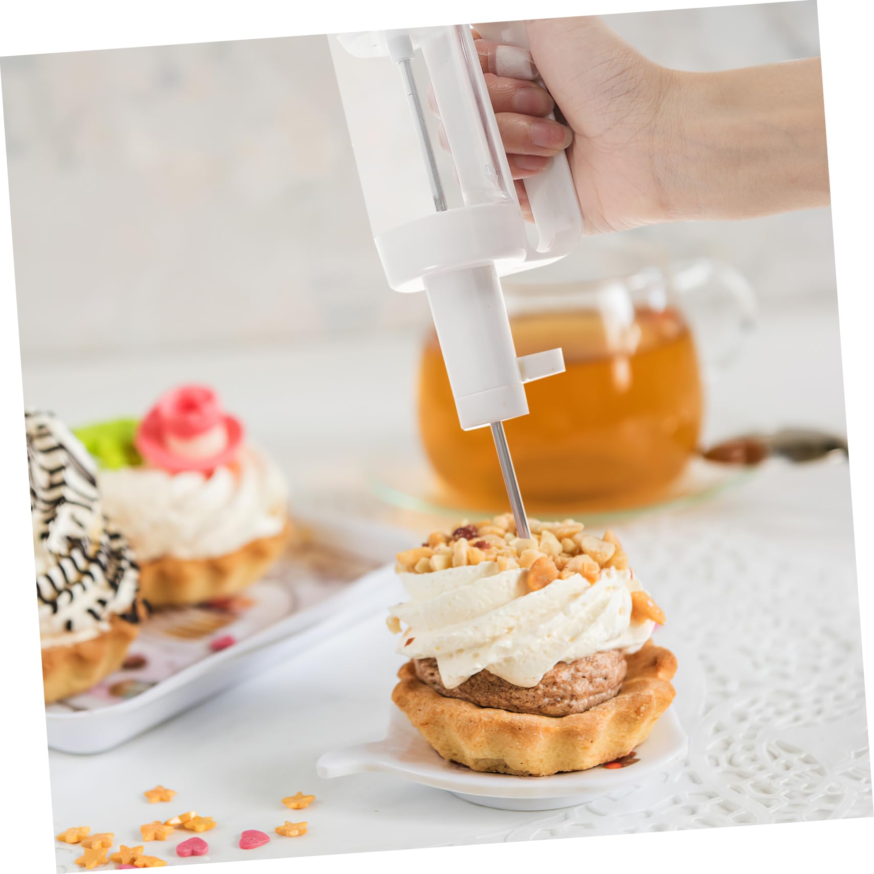 Amosfun 3 Juegos Fabricante De Galletas Molde De Torta Primeros De La Torta Prensa De Galletas para Hornear Máquina para Hacer Galletas y Churros Decorador De Postres Rosa Reutilizable