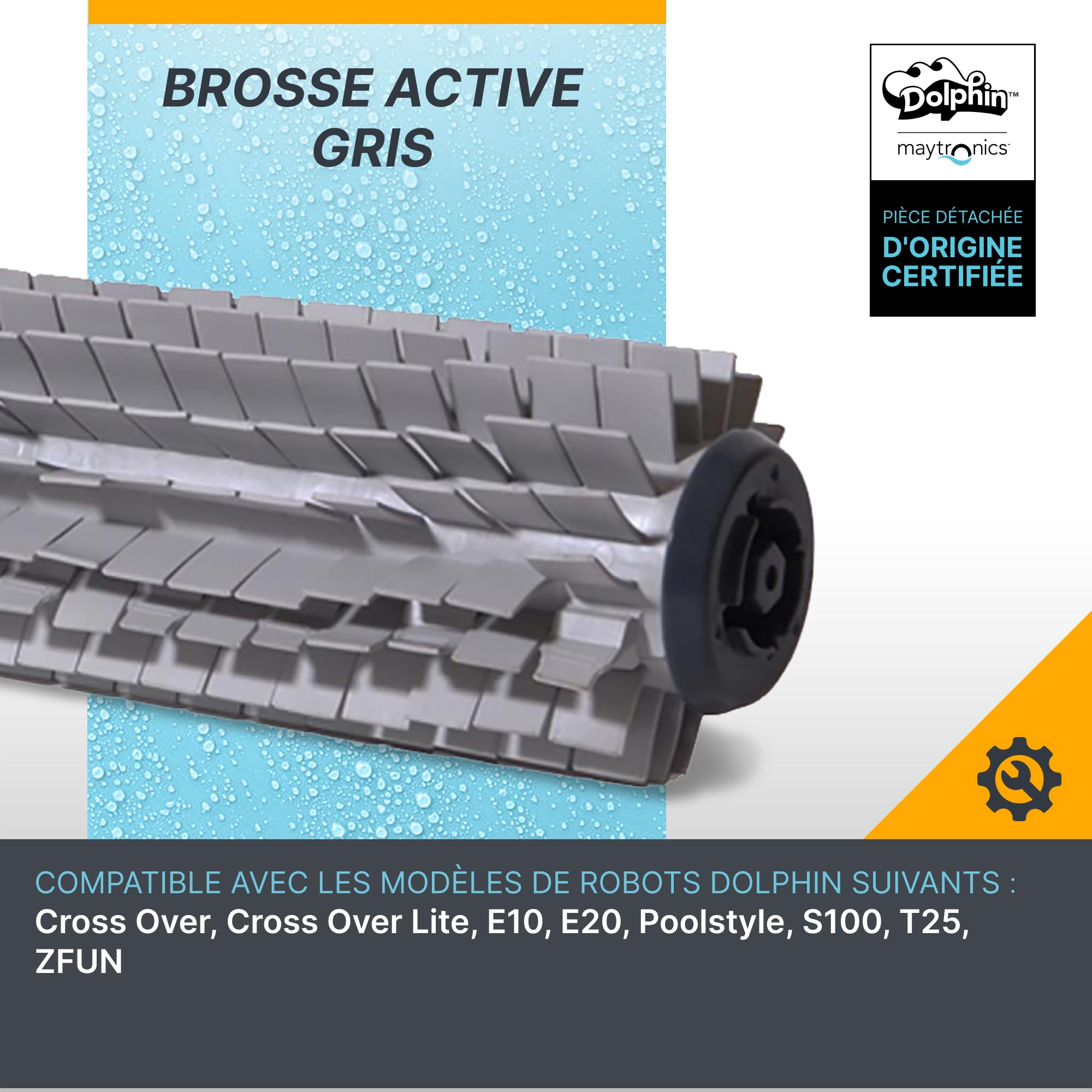 Image secondaire de Dolphin Pièce détachée Ensemble de Brosse Active S1, Gris - Référence 9995544-ASSY