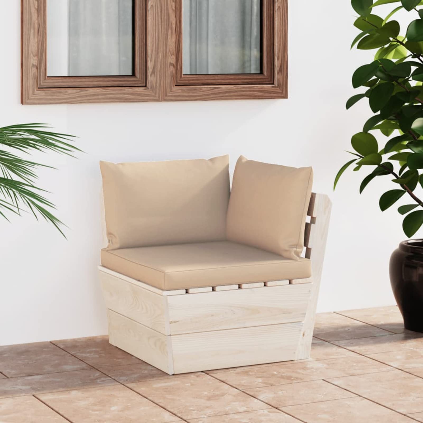 Canapé d'angle en palettes de jardin en sapin imprégné résistant Homgoday