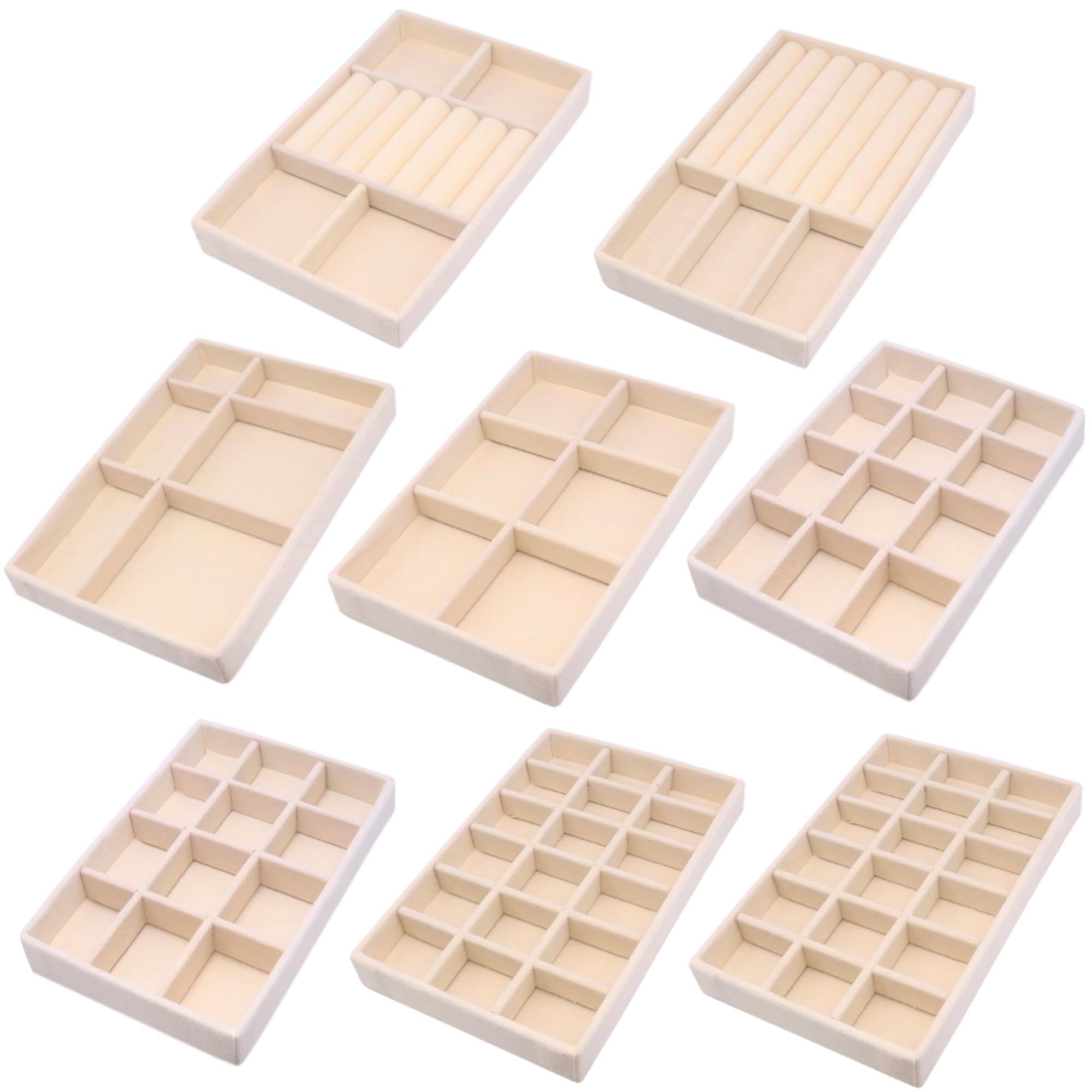 Jewelry Organizer Drawer 8 Set Jewelry Boxes Velvet Jewelry Drawer Organizer Stackable Jewelry Tray for Earring Necklace Display