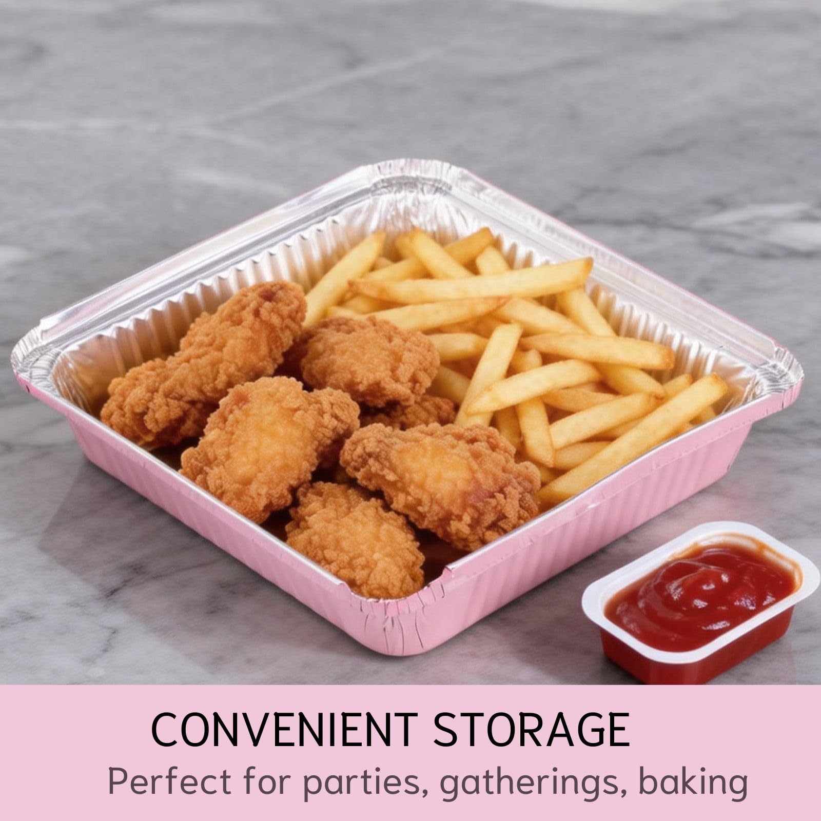 Pink Foil Cake Pans - 40 Pack with Lids -7