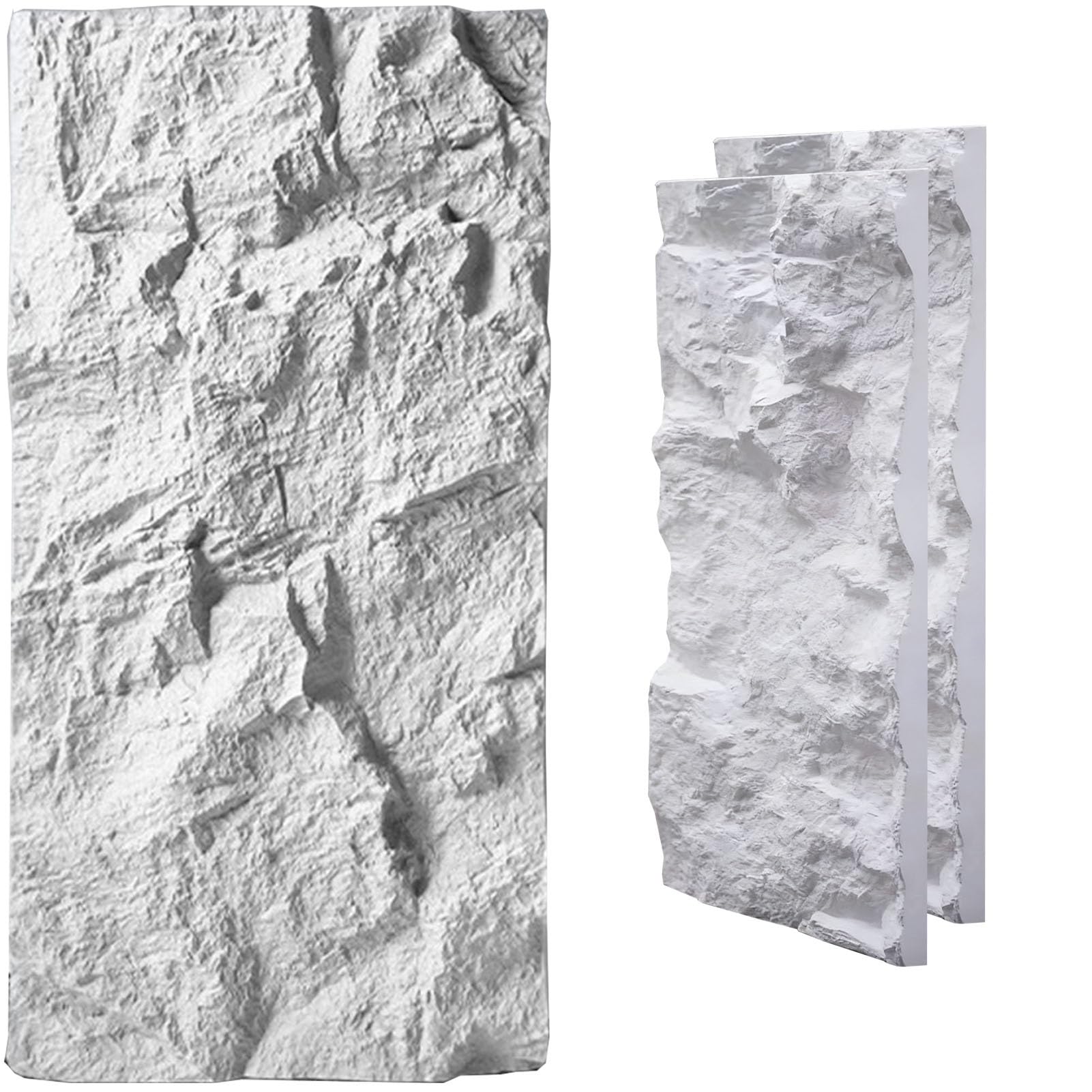 Paneles decorativos pared para transformar terrazas con efecto piedra 3D impermeable blanco 8