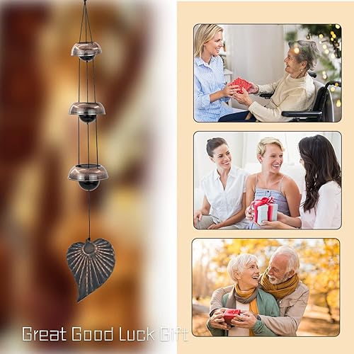 Miniatura 6 de Campanilla de viento con 3 campanas de viento con 3 campanas, campanas de viento de Feng Shui para decoración del hogar, patio, exterior, una gran