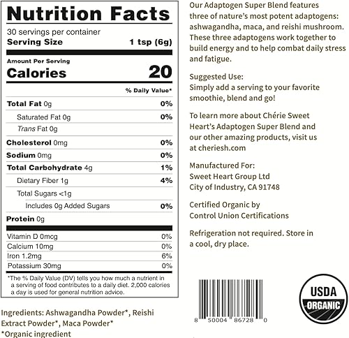 Miniatura 8 de Cherie Sweet Heart 7 - Extracto de hongos en polvo, orgánico USDA, melena de león, reishi, cordyceps, maitake, shiitake, cola de pavo, chaga, hongos