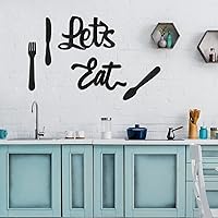 Vista 4 de Jetec 5 carteles de decoración de pared de cocina, tenedor, cuchara, cuchillo, decoración de cocina, letrero rústico de madera para decoración