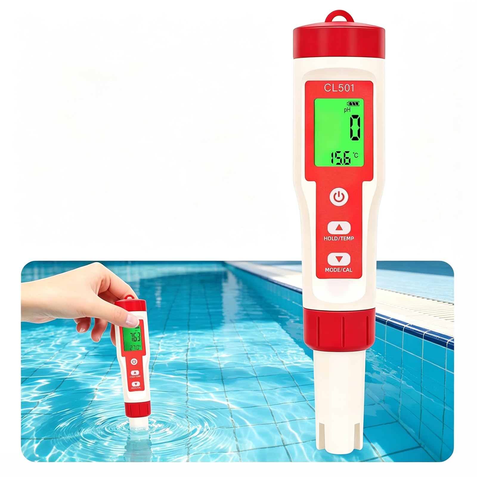 ph und chlor messgerät pool, pH Messgerät Wasser, chlortester pool digital 5 in 1, pH Chlor ORP H2 Temperatur messbar, water tester für Pools Hydrokultur Aquarien Trinkwasser