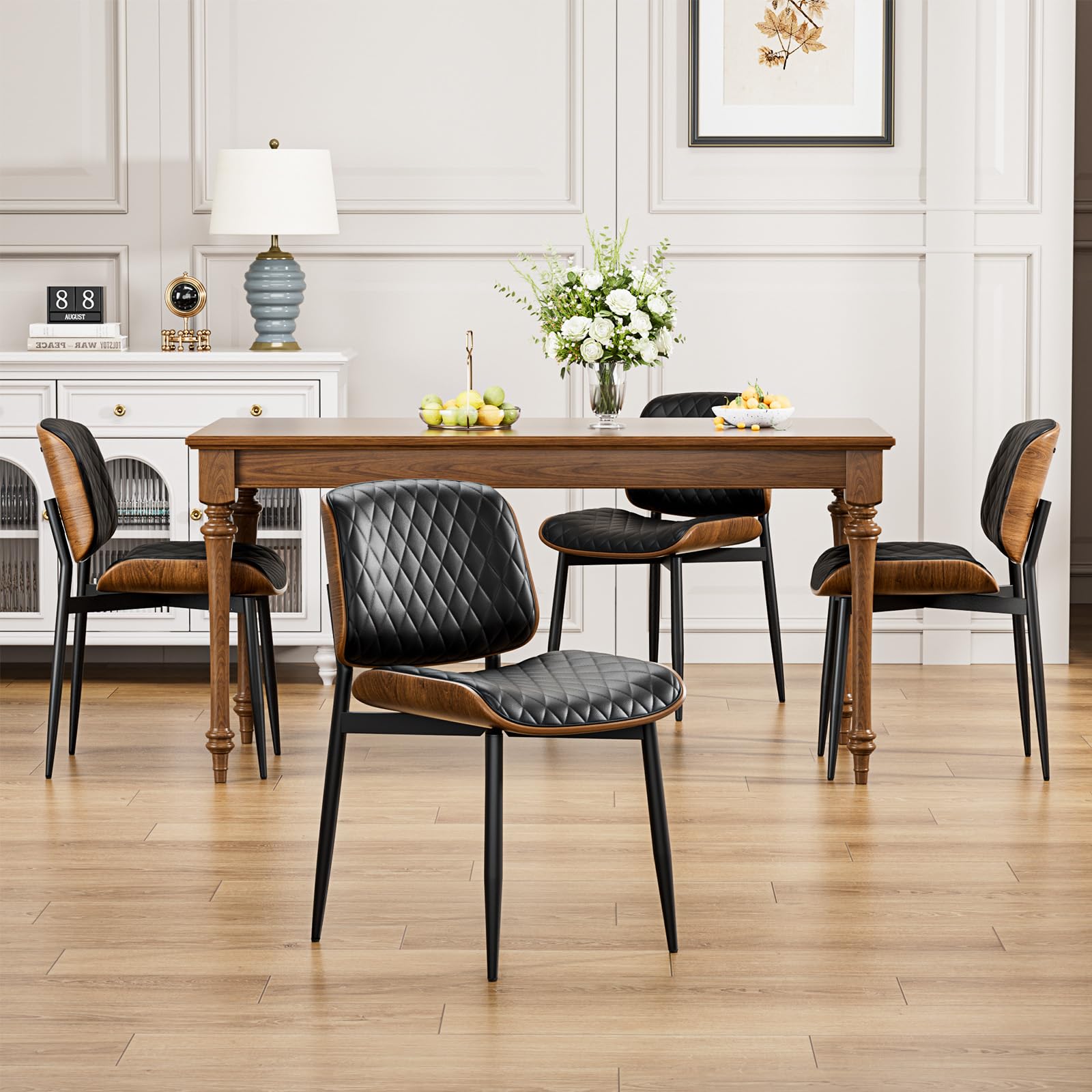 YaFiti Dining Chairs Set of 4, Mid Century Modern PU Leather Kitchen Chairs