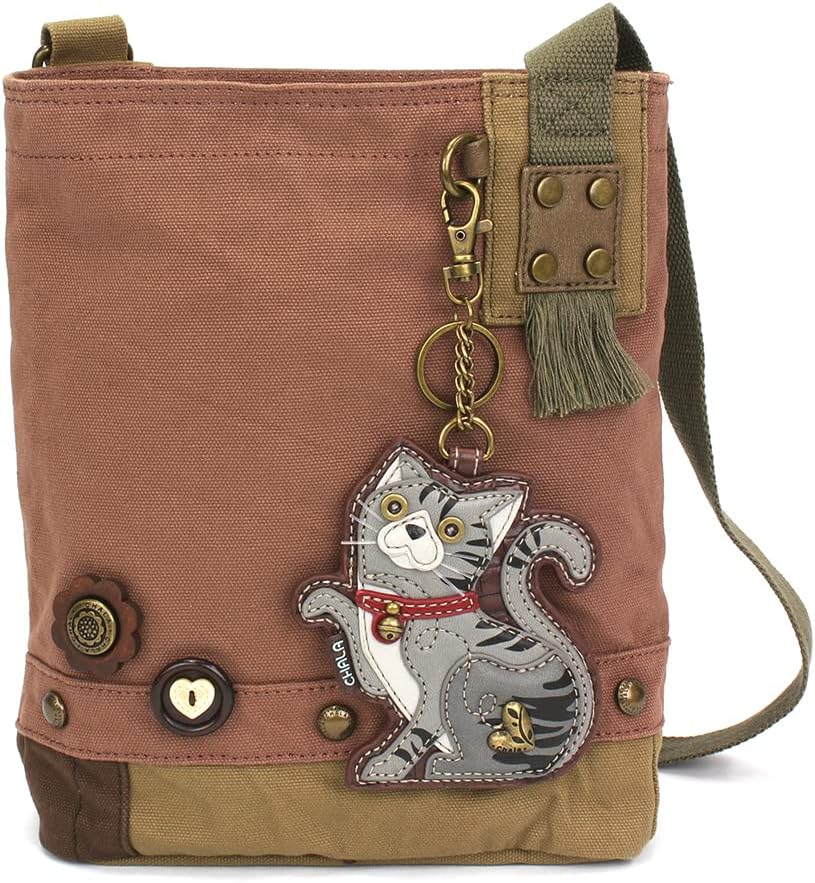 Chala Patch Cross-Body Women Handbag, Canvas Messenger Bag - Mauve