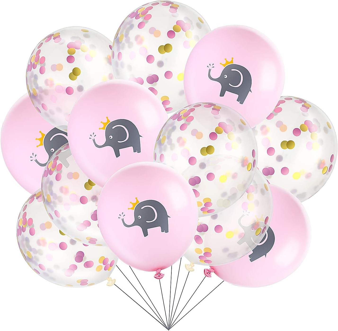24 Pieces Elephant Balloons Baby Shower Girl Pink Latex
