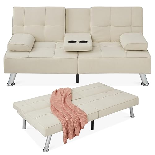 Best Choice Products Linen Modern Folding Futon, Reclining Sofa Bed