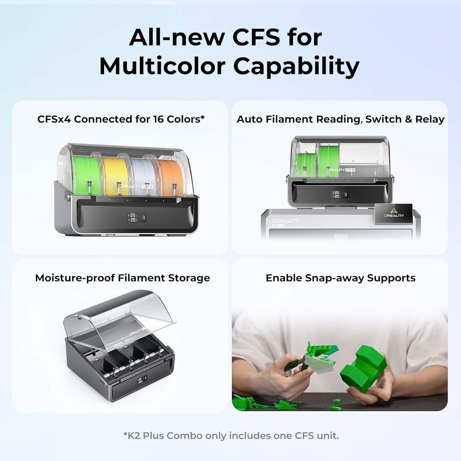 Creality K2 Plus Combo - Stampante 3D, stampa multicolore, 600 mm/s, stampa veloce, doppia fotocamera AI, livellamento auto, volume 350 ×