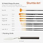 Shuttle Art 46 Ensemble de peinture acrylique, 30 Couleurs Peinture acrylique avec 10 Brosses de peinture 3 Peinture Toile 1 Peindre l'éponge de la palette de couteau, Ensemble de cadeau complet pour les enfants, Adultes peinture toile, bois, céramique