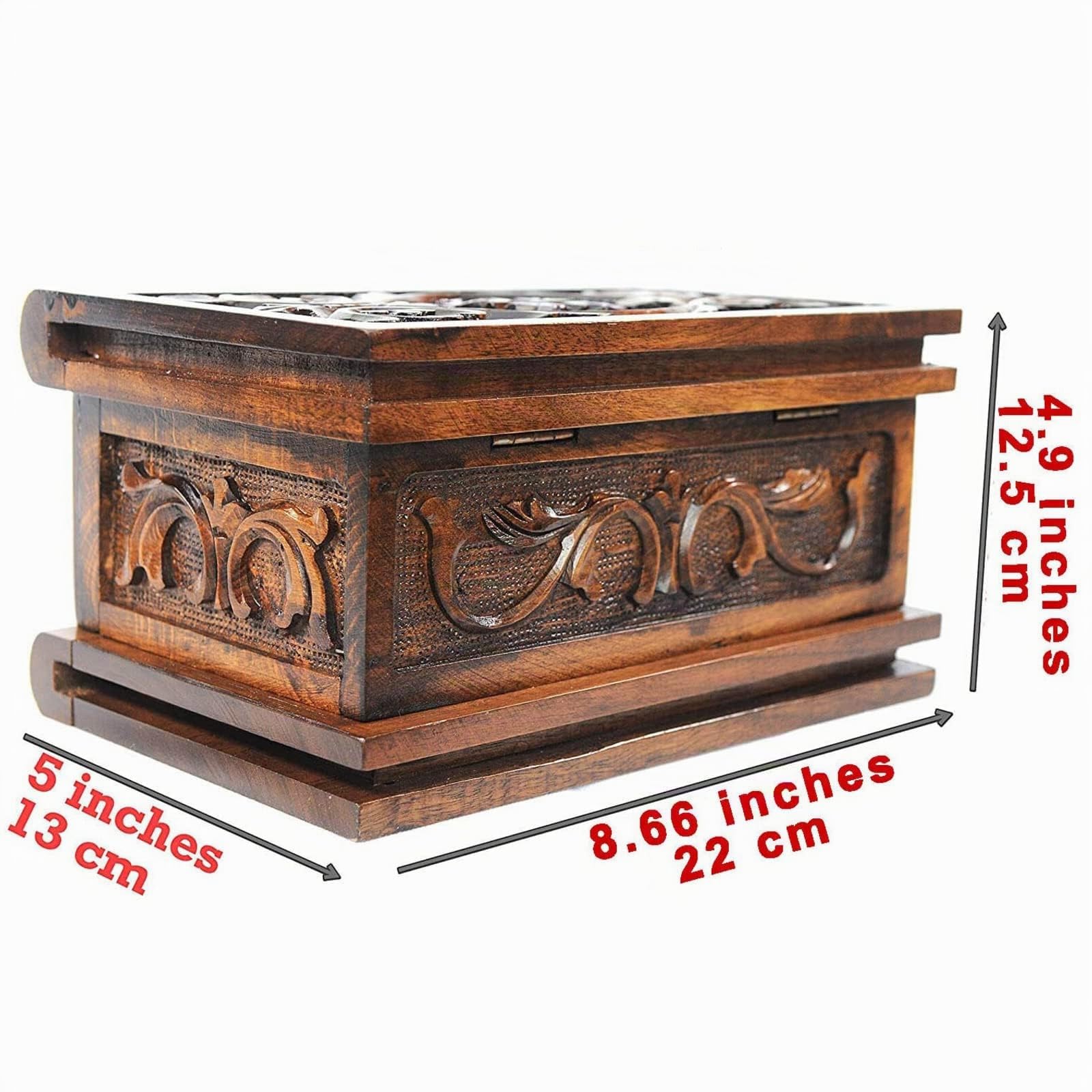Boîte à Bijoux Secrète en Noyer en Bois Massif - Boîte Magique à Compartiment Secret avec Clé Cachée Fabriquée à la Main
