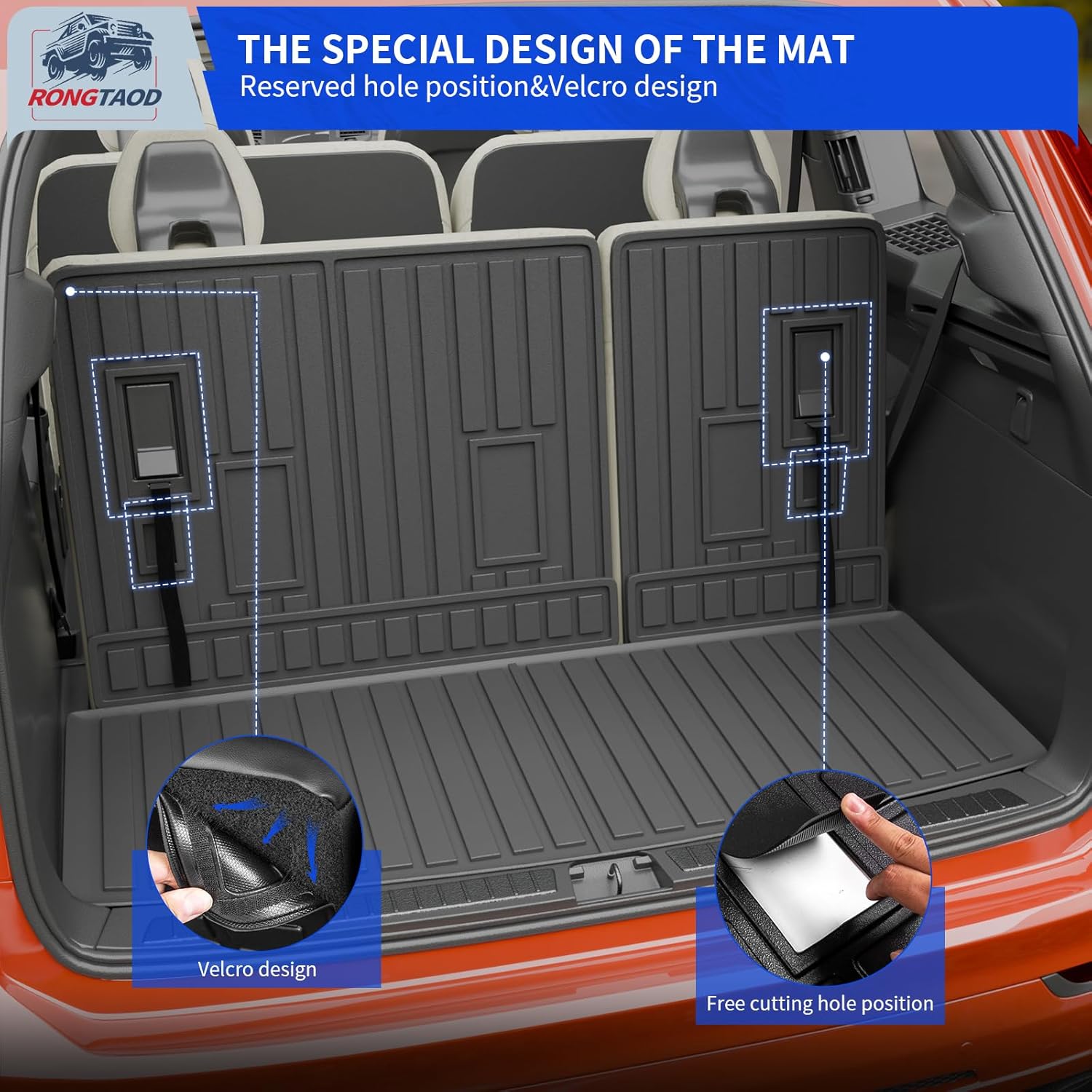 Rongtaod Cargo Mat Compatible with 2022-2025 2026 Chevrolet Tahoe GMC Yukon Trunk Mat Trunk Liner Cargo Liner All Weather Back Seat Cover 2024 Chevy Tahoe Accessories (Backrest Mats+Trunk Mat)