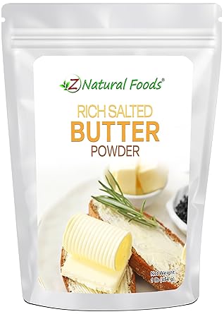 Z Natural Foods Rich Salted Butter Powder, Replace Messy Butter Stick with Powdered Butter, Non GMO- Hormone Free-Baking Butter- 1 lb