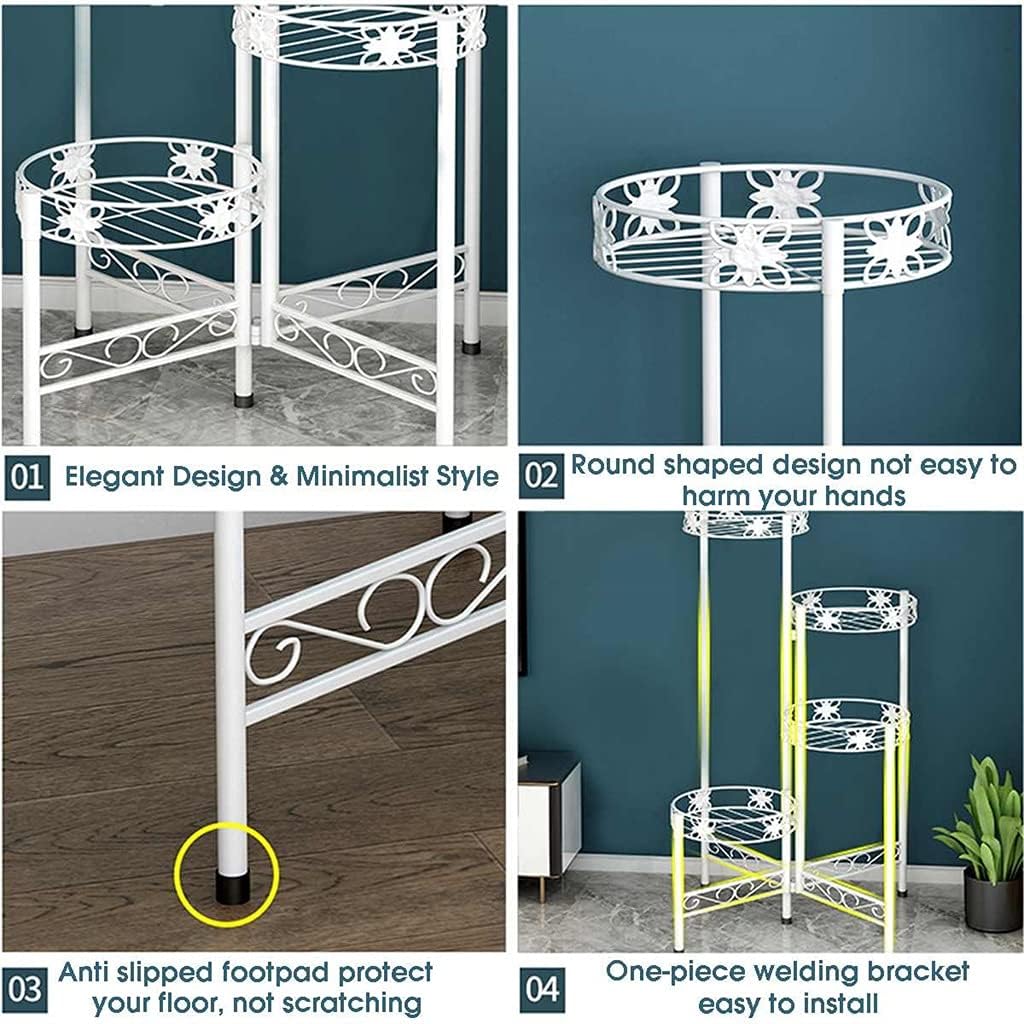4 Tier Iron Craft Plant Shelves Flower Pot Holder Garden Rack Display Stand Succulent Plants Home Balcony