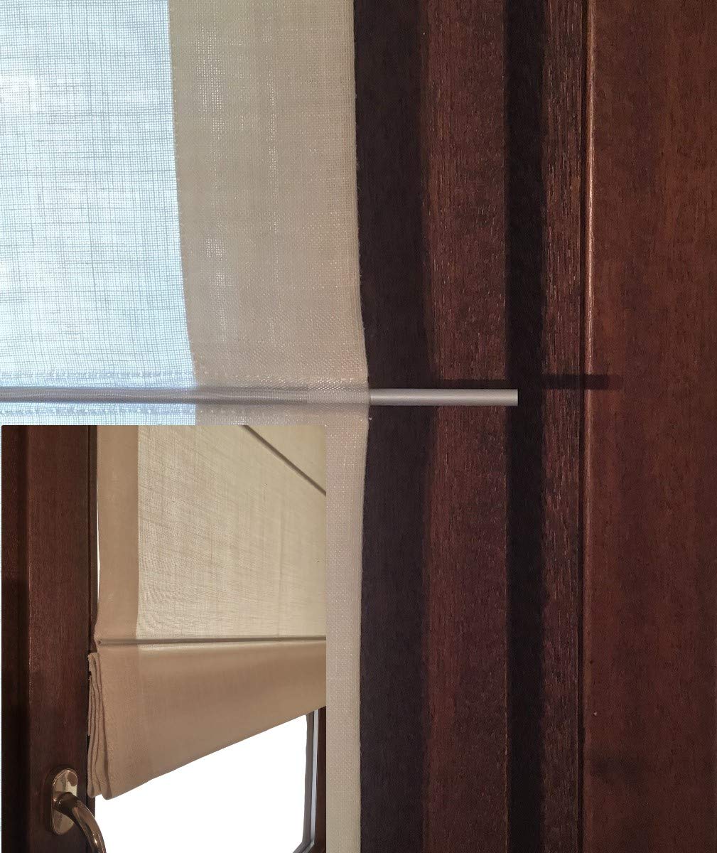 Tende a Pacchetto steccate per Finestra e Porta confezionate su Misura-Tessuto Effetto Lino Bianco/lino/grigio/corda-Larghezza da 45 a 90 cm (lino, 45x135 cm)