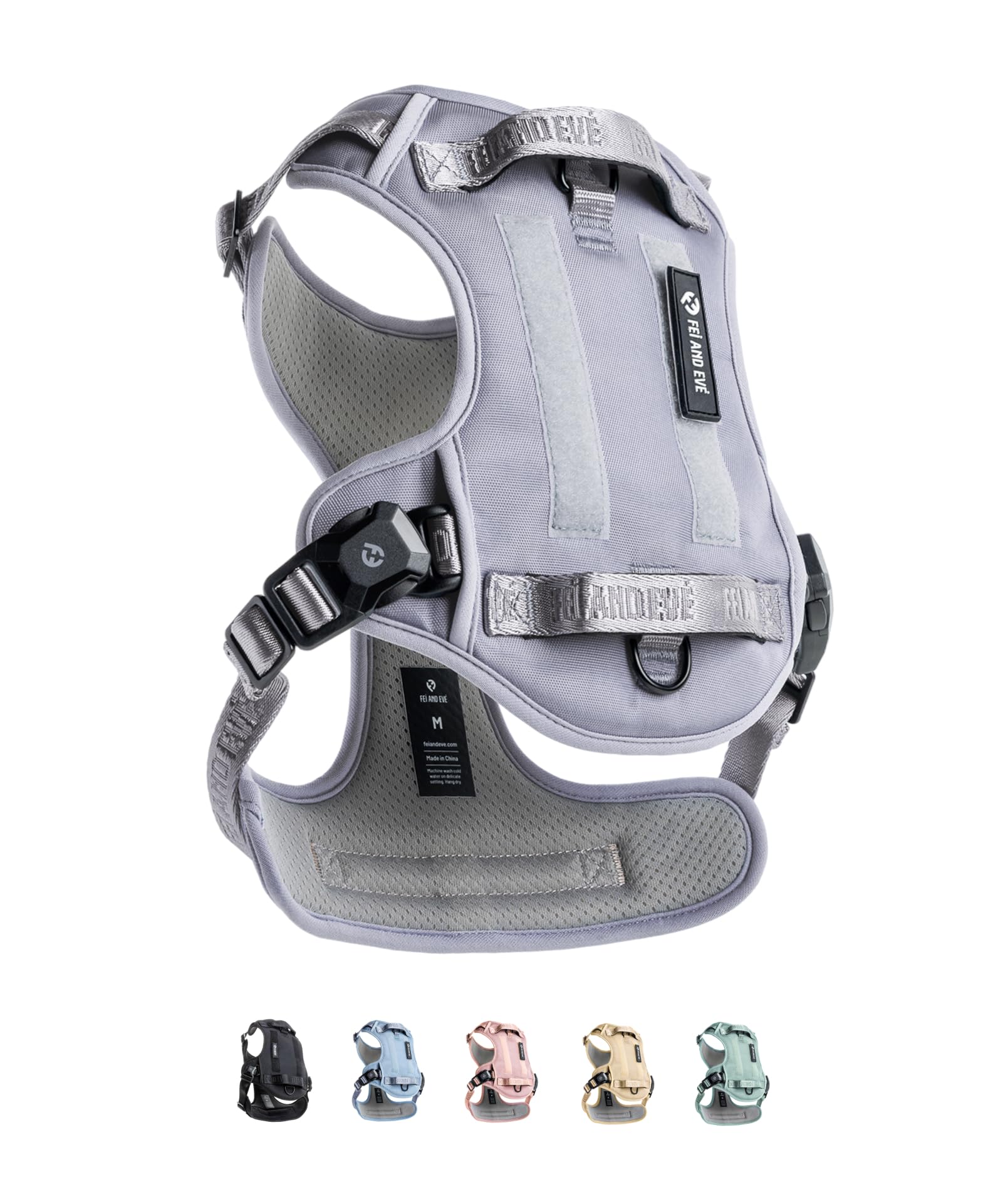 2026 New Edition, Fei & Eve MagEase Dog Harness - 3-Second Magnetic Buckles | 3-Point No-Pull Control | Heavy-Duty 900D Nylon | Dual Safety Handles | Breathable Mesh | Adjustable Fit | Medium, Gray