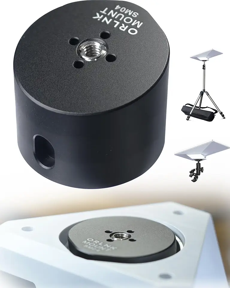 [Versão 2025] para suporte adaptador de mini tripé Starlink (1/10.2 cm-20, 3/20.3 cm-16 rosqueado, liga de alumínio, altura adicional para placa de liberação rápida, grampo) SM03