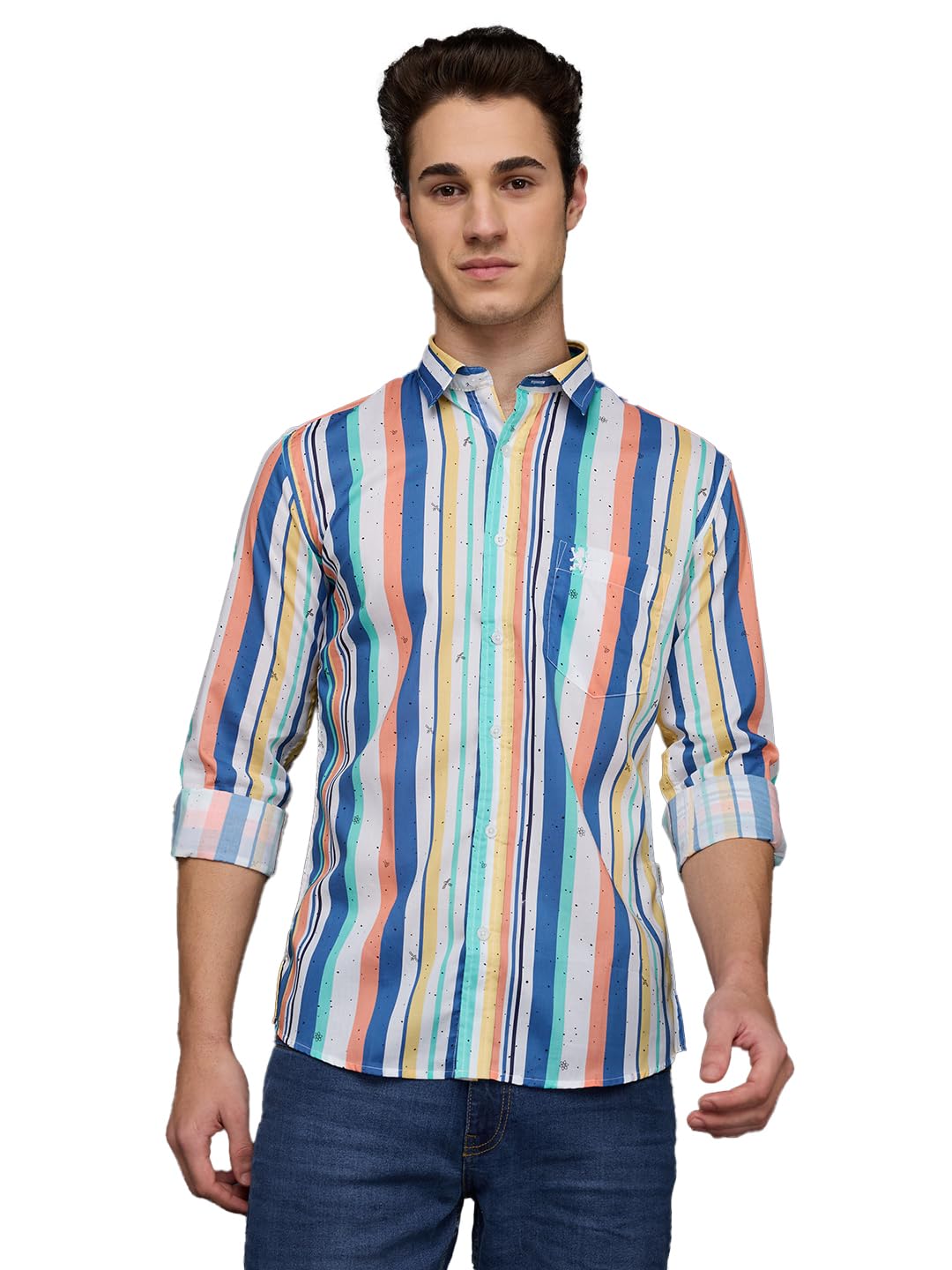 Men Striped Slim Fit Cotton Casual Shirt-image-1