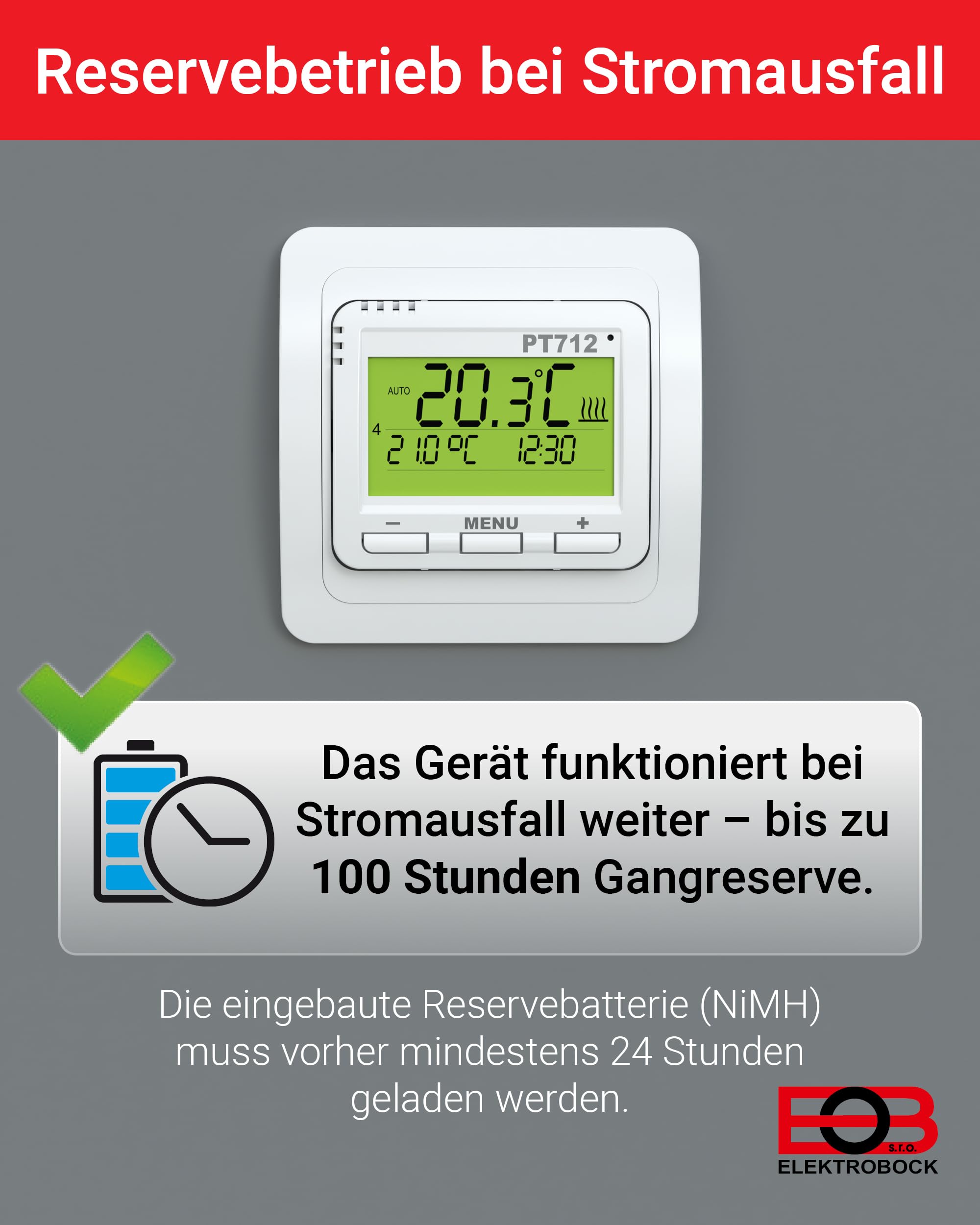Elektrobock PT712 EI - Termostato digitale per riscaldamento a pavimento