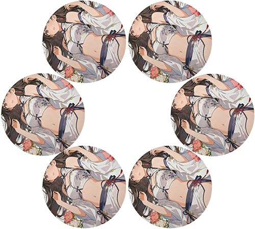Miniatura 3 de Manteles individuales de arpillera redondos de anime japonés de belleza para niña de 15 x 15 pulgadas, individuales para mesa de comedor redondas