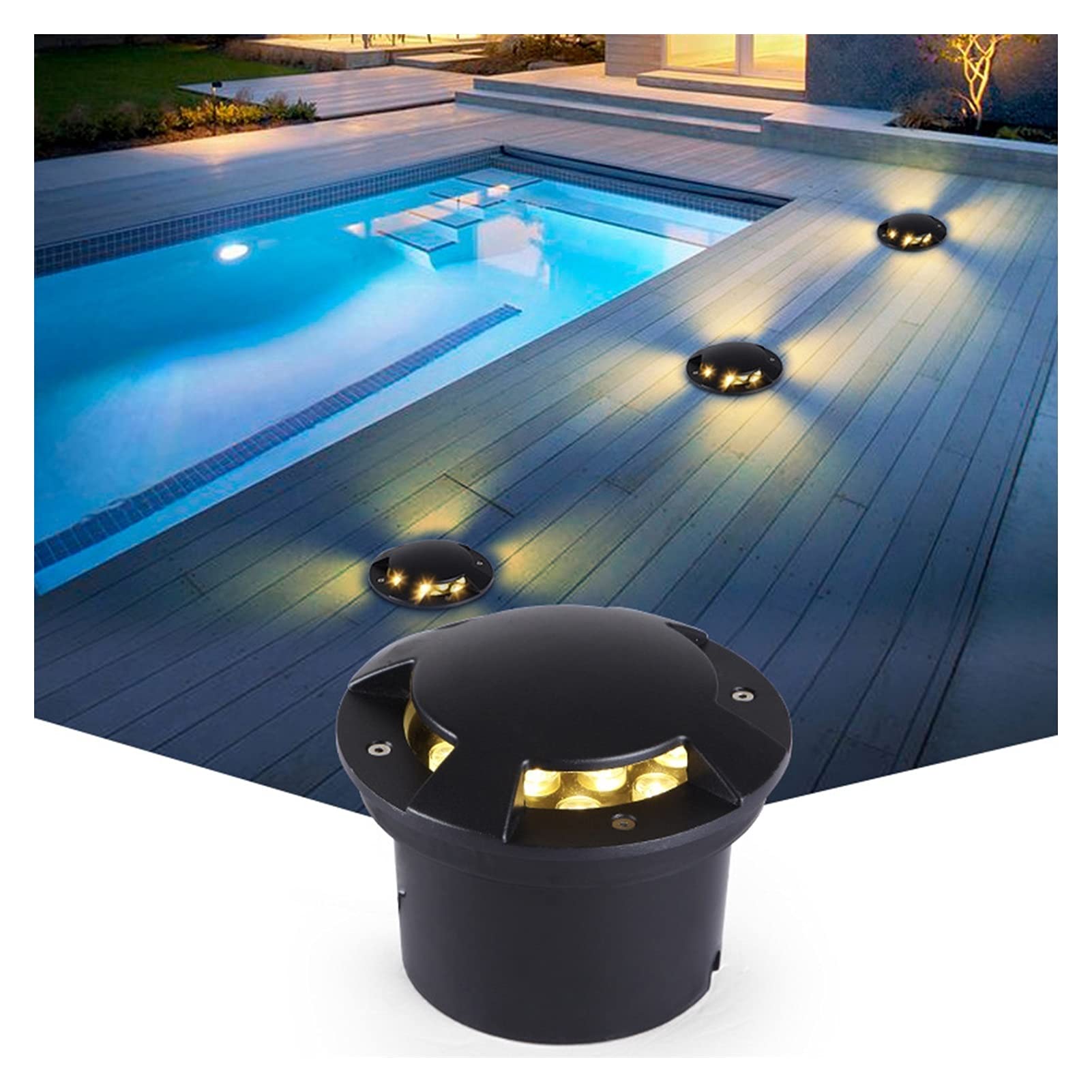 Inground Lights LED Embedded Underground Light Well Lights IP65 Waterproof 24V Low Voltage Garden Pflaster, Pool Walkway Beleuchtung (Farbe: Warmes Licht, Größe: 12W)