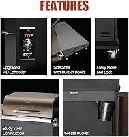 Vista 4 de Z GRILLS 8-in-1 Outdoor BBQ Grill with PID 3.0 Controller, Wood Pellet Smoker, Auto Temperature Control, Huge Storage Cabinet Side Shelf with Tool