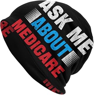 Ask Me About Medicare Vintage Beanies Hats for Men Women Elastic Slouchy Skull Caps Winter Warm Soft
