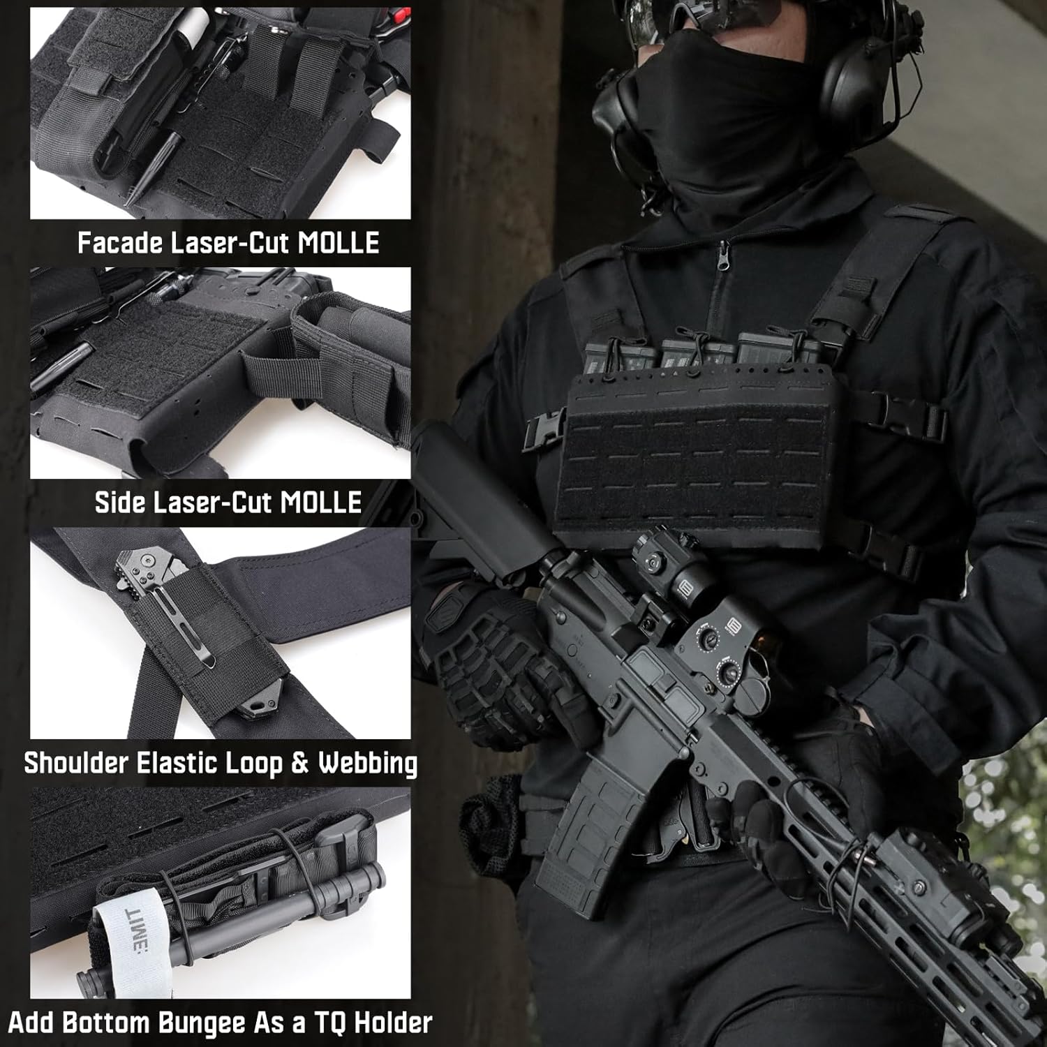 WYNEX Tactical Pouches Chest Pack Modular with Triple Magazine Insert, Molle Chest Rig Carrier - Image 7