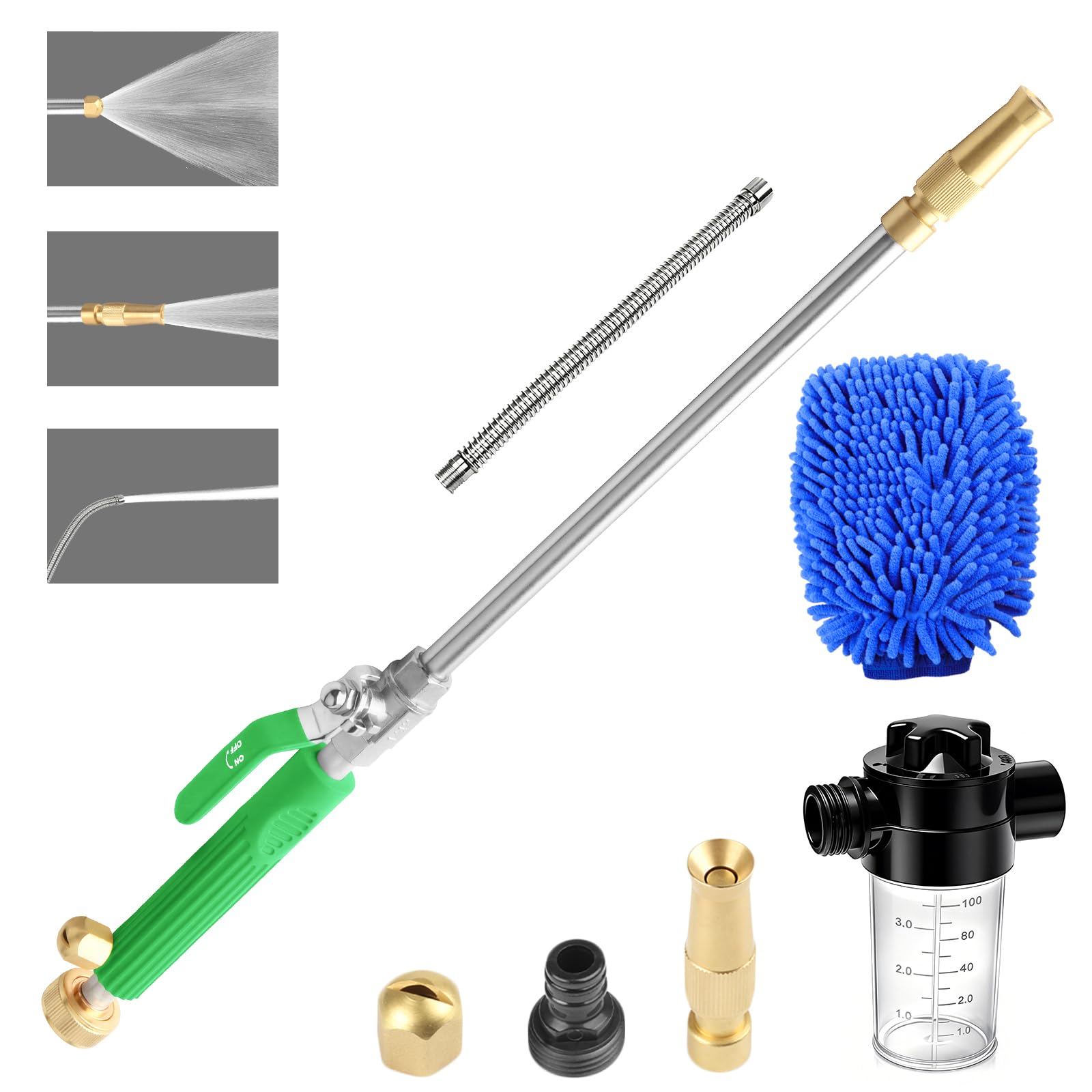 GES Jet Car Washer, Boquilla de Manguera de Alta presión para Limpieza de Ventanas de Vidrio, pulverizador Extensible para el hogar, jardín, Coche, Lavado, manopla de Limpieza y dispensador de jabón