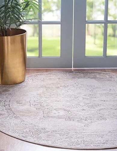 Miniatura 3 de Unique Loom Portland Collection - Alfombra Canby (6 pies 1 pulgada, redonda, marfilbeige)