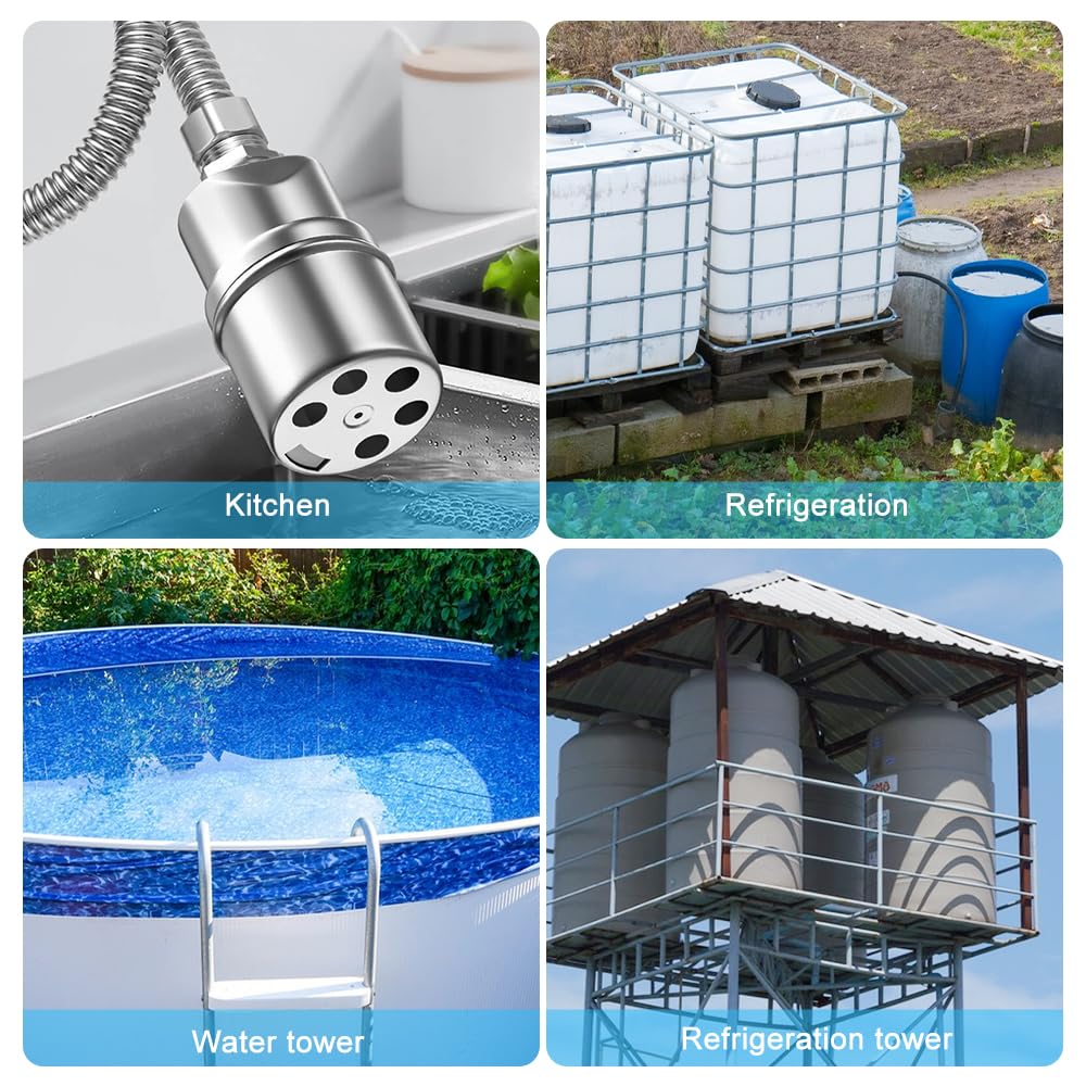 2 válvulas de acero inoxidable de 1/2 pulgadas,válvula de bola flotante,válvula de control automático del nivel de agua con 2 bandas de sellado para tanques de agua, piscina (tipo B, 1/2 pulgadas)