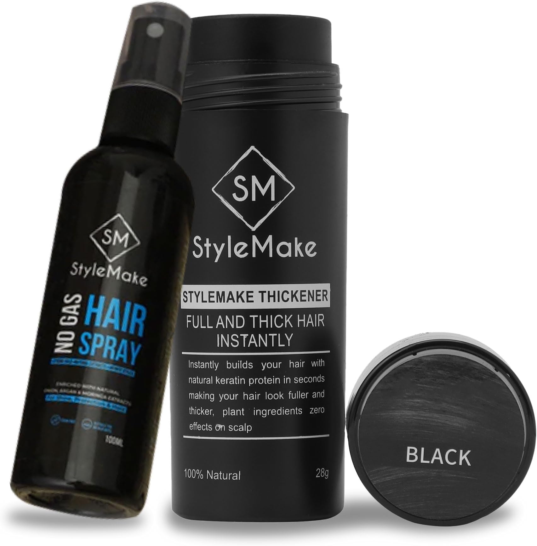 Hair Fiber Black 28g & Fibre Hair Hold Spray 100ml, Ultimate Duo