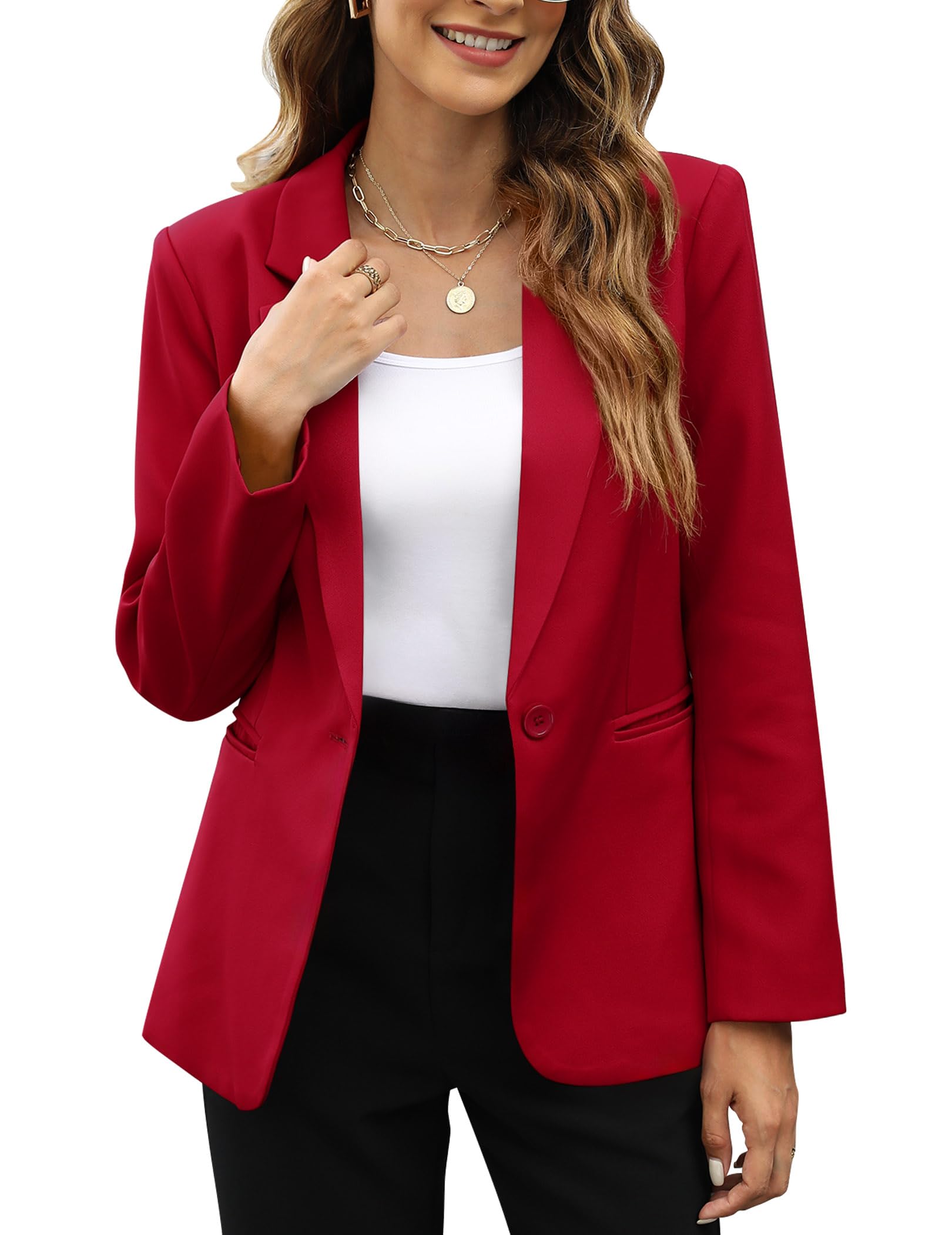 Kirundo Womens Casual Blazer Notched Lapel Work Office Blazer Jackets
