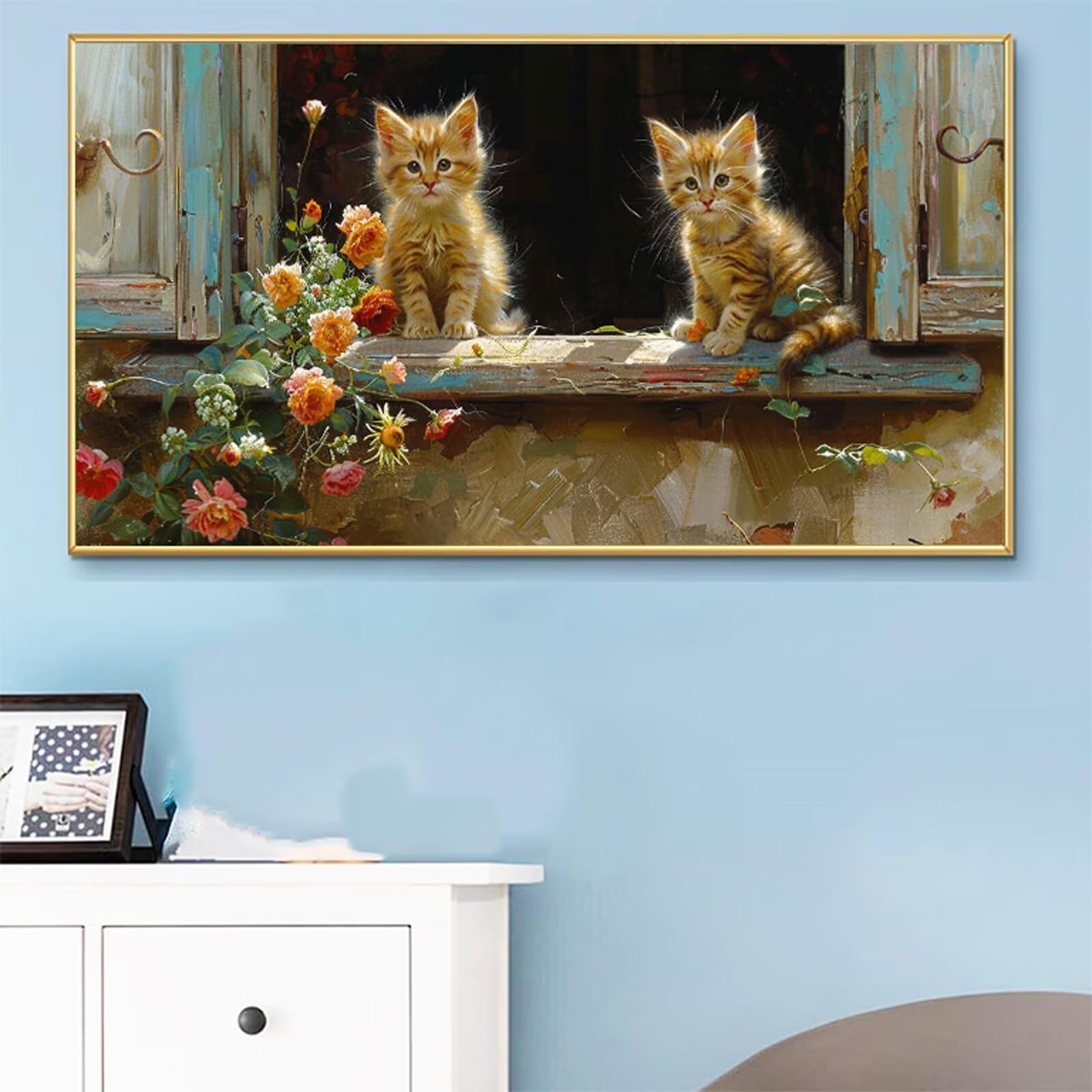 Peinture Numero Chat Peinture par Numero Adulte Mignon Paint by Numbers for Adults, Numéro D'Art Kit avec Pinceaux et Acryliques, Activité Manuelle Pour Décoration Maison 100x200cm (Sans Cadre) RB-640