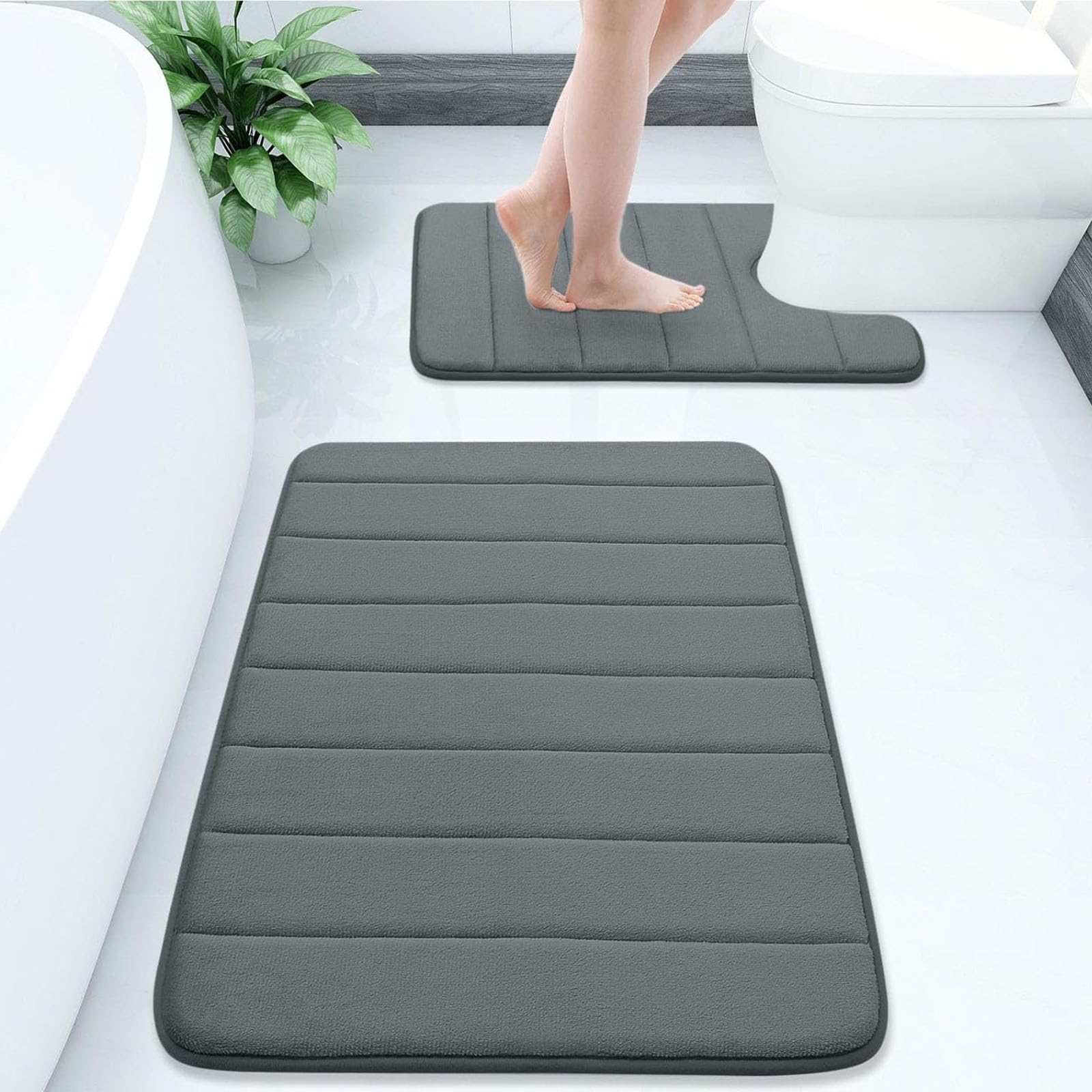 Buganda Bathroom Mat Set, 2 Piece Memory Foam Bath Mat and