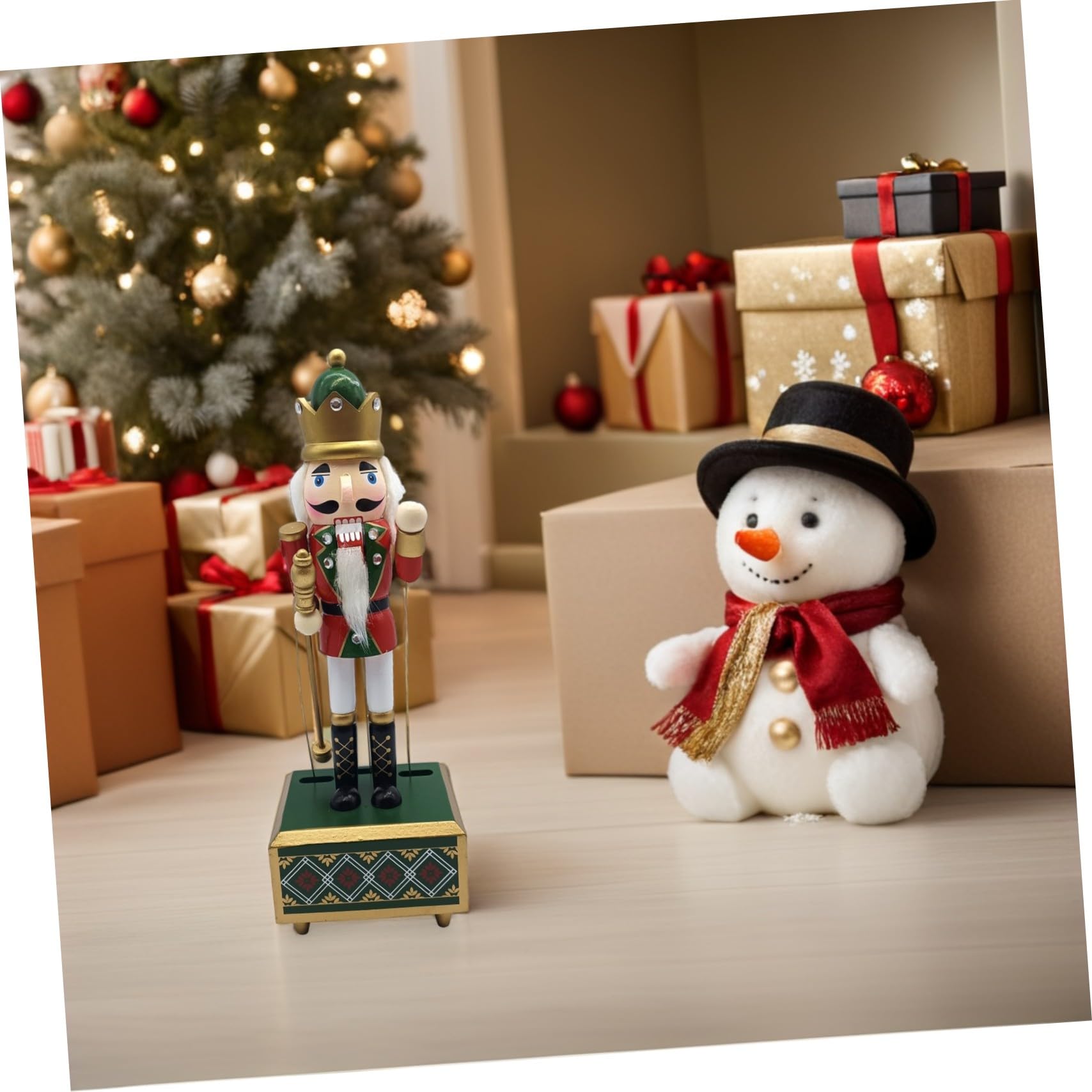 Cabilock Carillon Schiaccianoci in Legno Statuetta Musicale Per Feste Natalizie Decorazione Festiva Meccanismo Carica Senza Batterie Per Celebrazioni Di Natale e Anni Nuovi