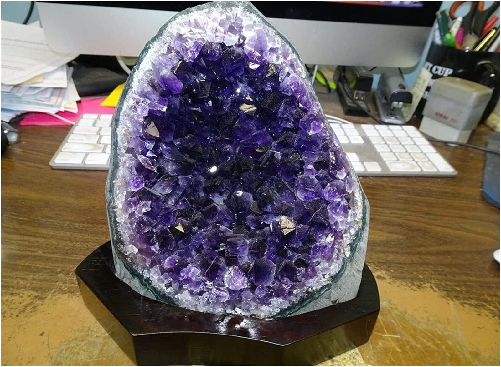 mineralien Steine Natürlicher Quarz Amethyst Cave Geode Kristall Probe Heilung kristall Steine deko (Size : 600g)