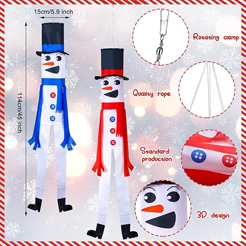 Miniatura 2 de 2 calcetines de viento de muñeco de nieve 3D para colgar al aire libre, calcetines de viento decorativos para invierno, Hanukkah, Navidad,