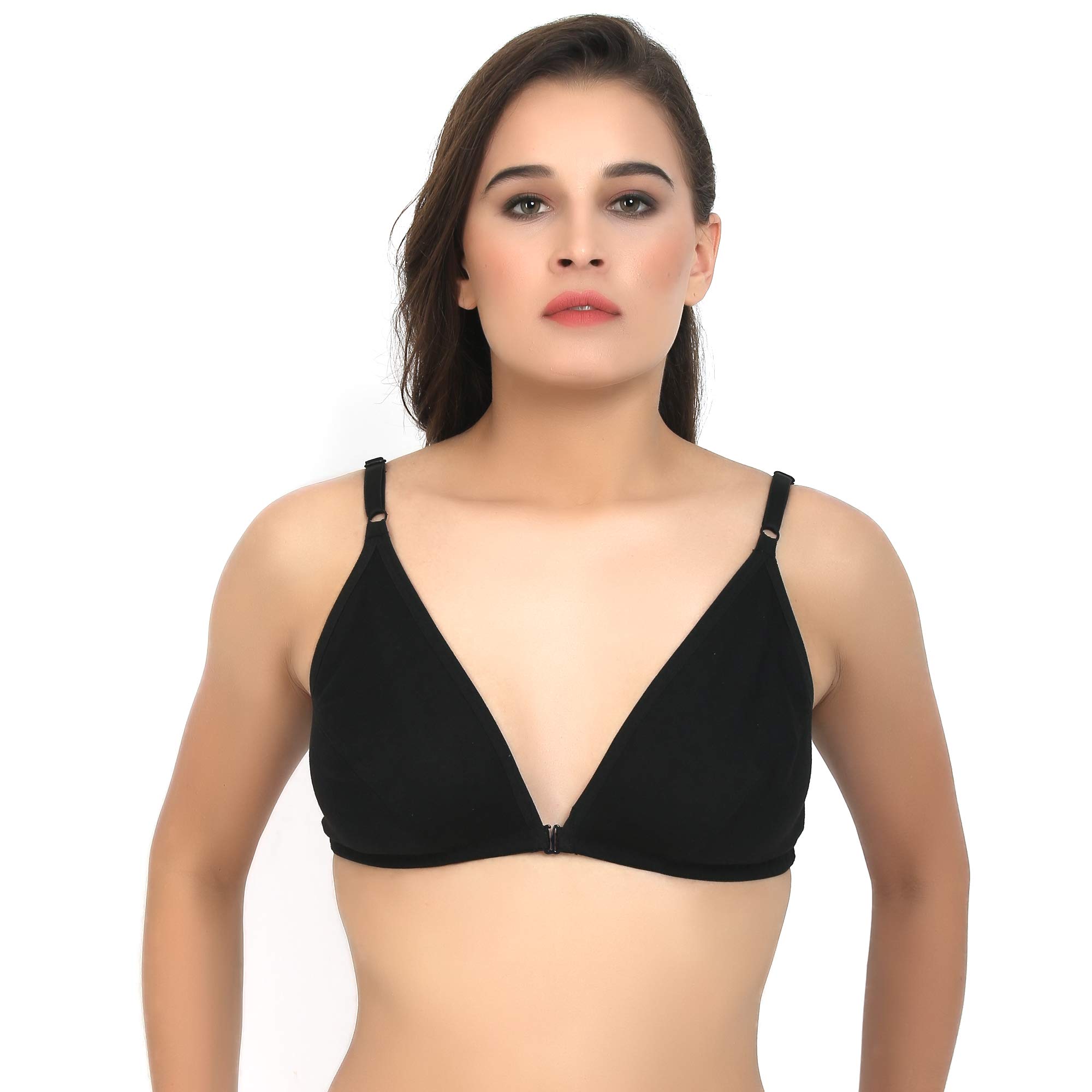 alyana Woman's Cotton T-Shirt Bra Non Wired | Non Padded | Front-Open Plunge Bra Pack of 1-picture-35