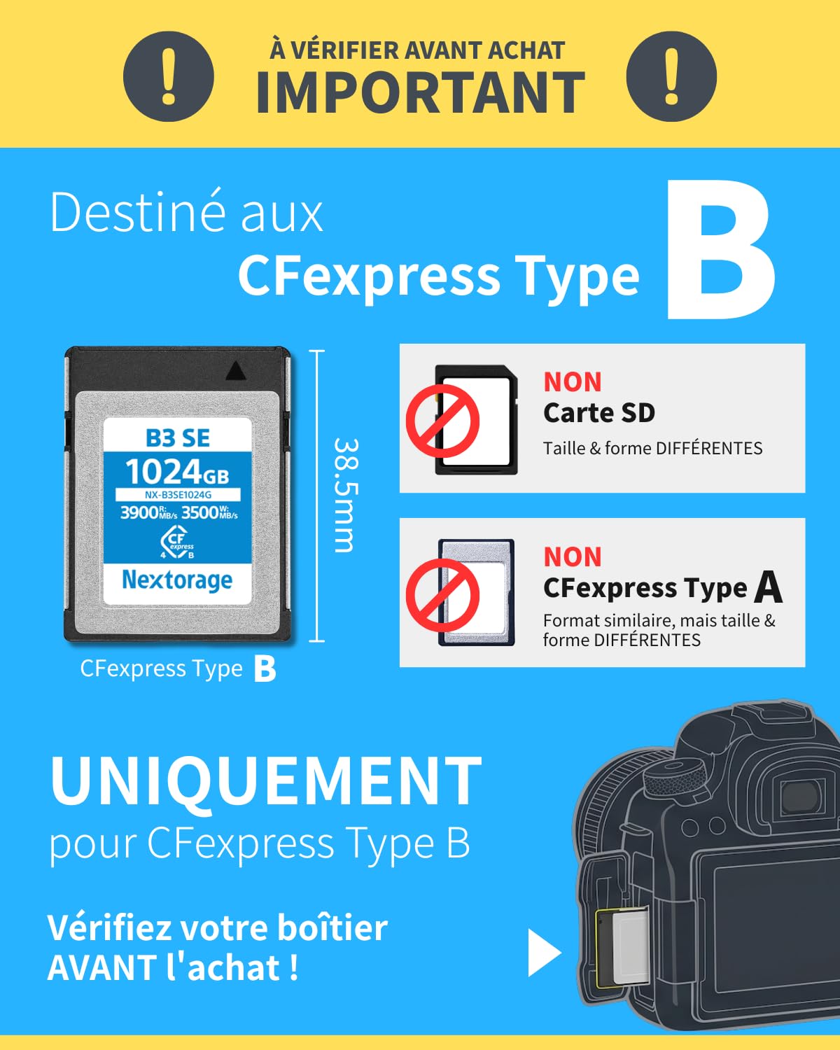 Nextorage CFexpress 4.0 Type B 256Go Carte Mémoire Japonaise pour Sony Nikon Canon Fujifilm
