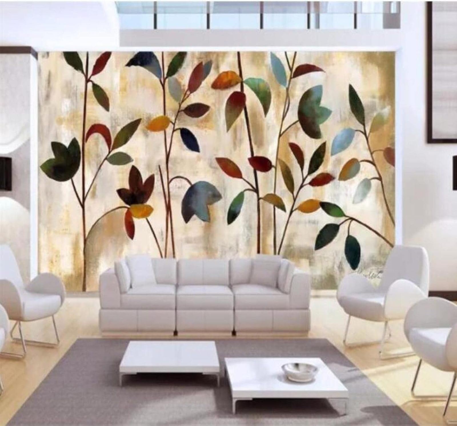XLMING Vintage Minimalist Hand Drawn Plants Leaves 3D Wallpaper Luxury Home Dining Decor Paste Sofa Living Room The Wall for Bedroom Mural-250cm×170cm