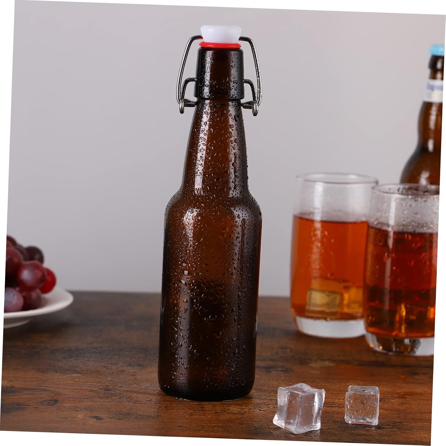 Garneck 2pcs Buckle Juice Bottle Glass Beer Bottle Enzyme Storage Kitchen Oil Leakproof Sealed Container