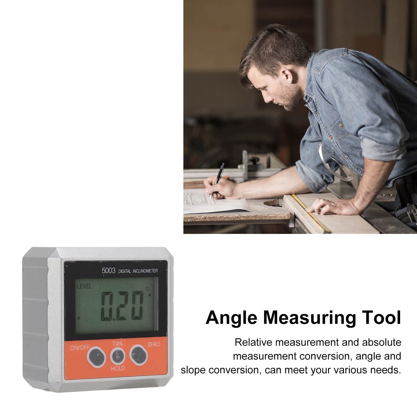 XHTLLO Digital Inclinometer Magnetic Protractor, Fast Response High Accuracy Waterproof Angle Degree Finder Gauge, Ideal for Woodworking, Auto Repair, and Machinery Alignment