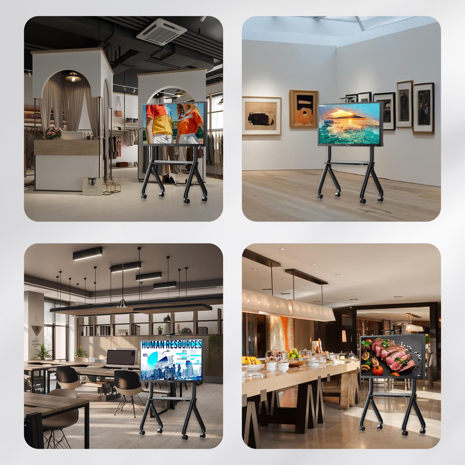 Sylvox Supporto TV con Ruote, Televisore per 42-55" - Carico Massimo: 40 kg/88 lbs - Ruote Bloccabili a 360° - VESA Massimo 700 x 500 mm - per Esterni, Appartamenti, Uffici, Casa
